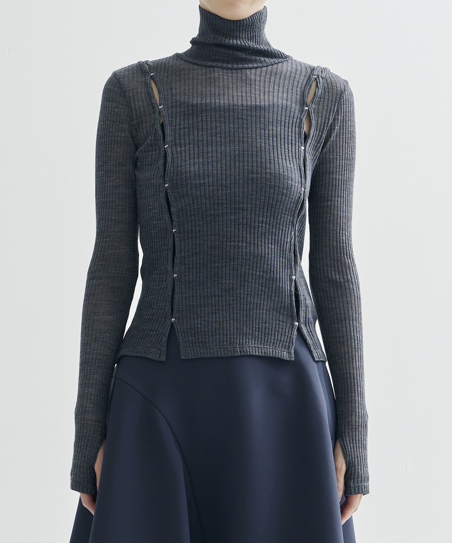 WOOL RIB HI-NECK TOP WITH HOOK JOHN LAWRENCE SULLIVAN