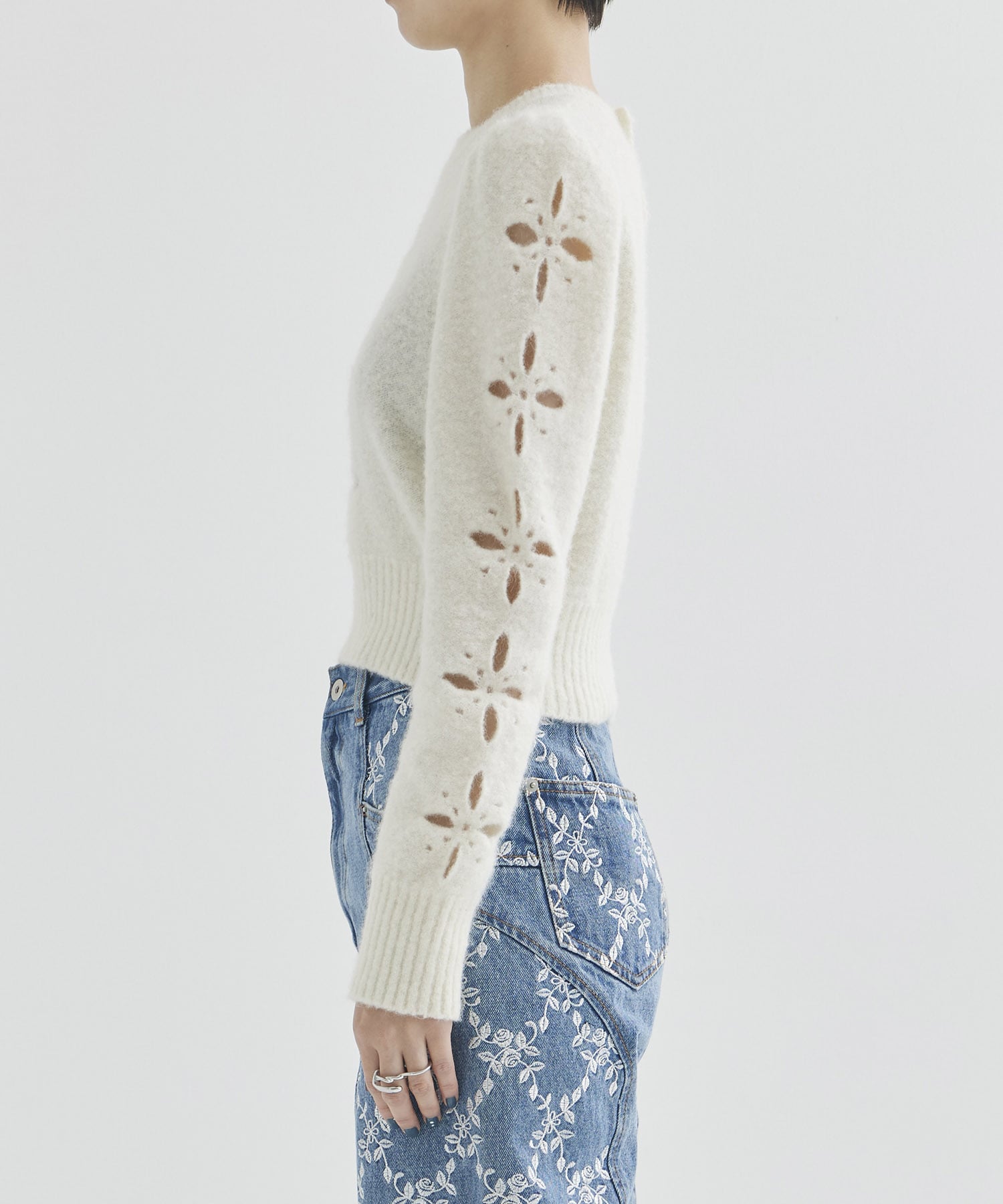 FLORAL SLIT KNIT JUMPER FETICO