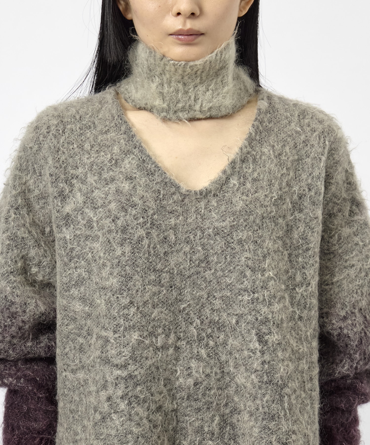 MOHAIR OPEN HIGHNECK KNIT MUKASA