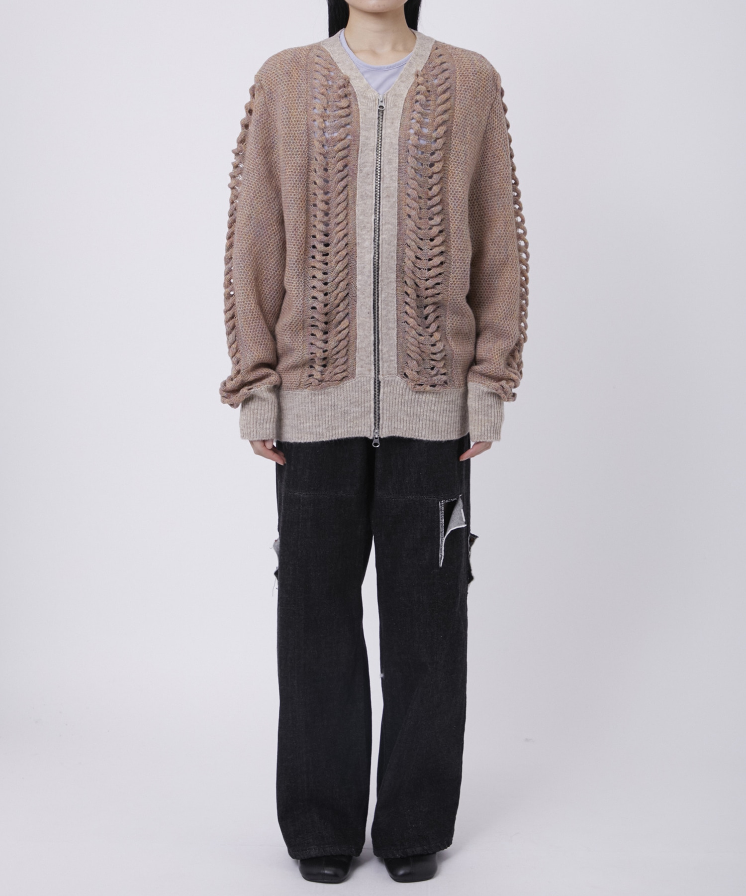 ウールモヘアZIP Knit Cardigan PEIEN
