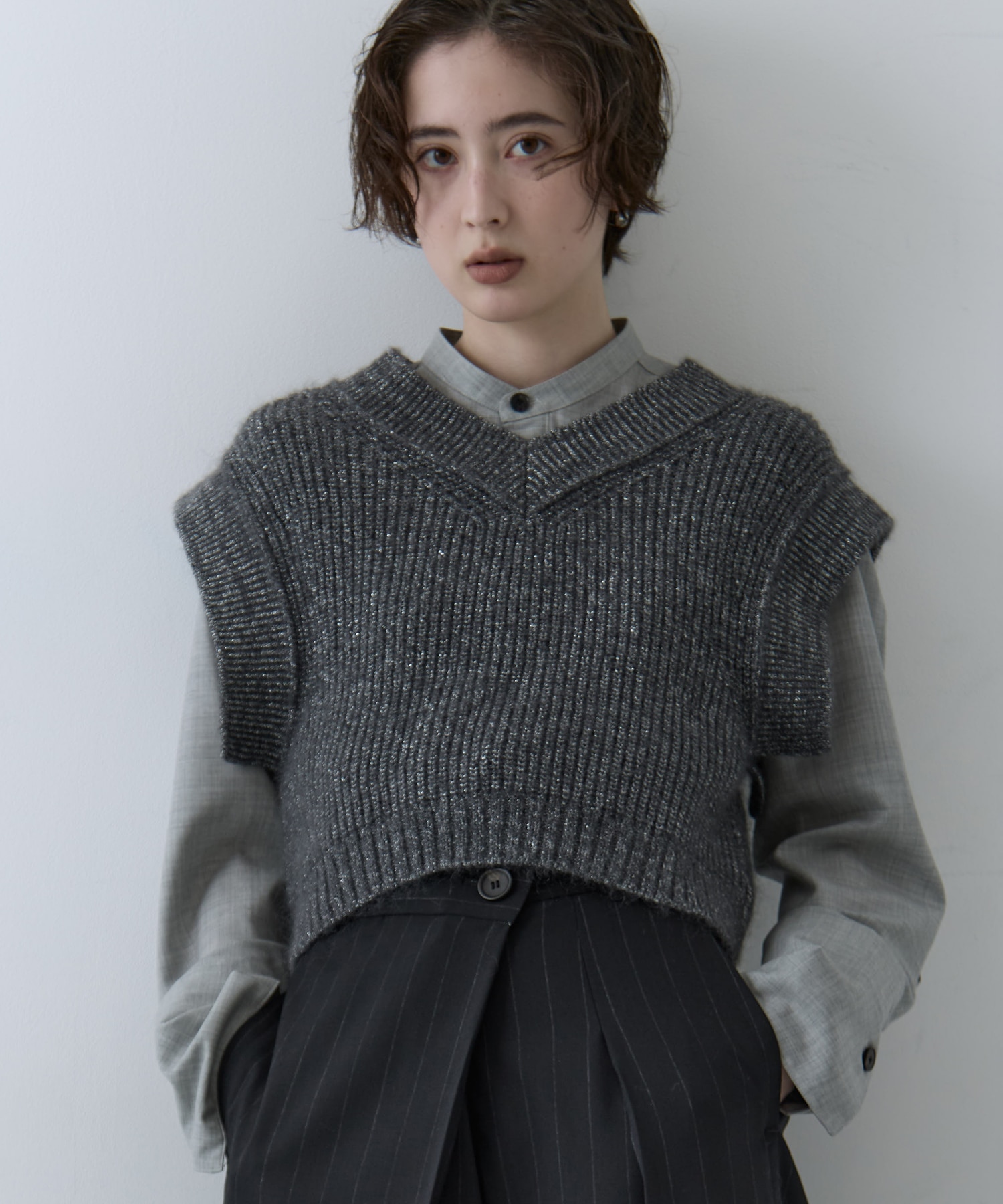 Mohair Lame Knit Vest STUDIOUS