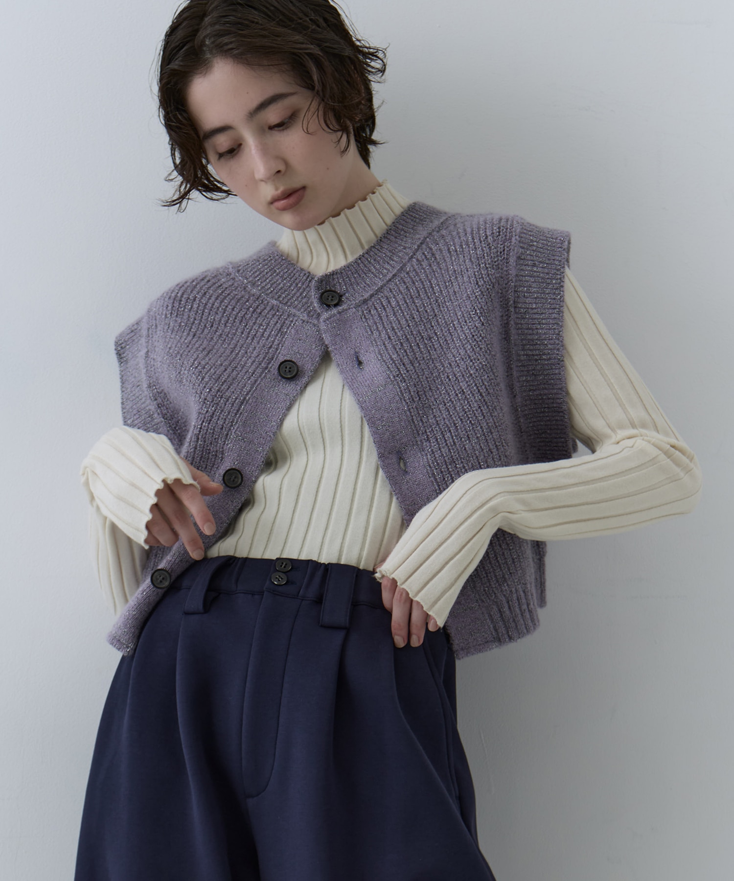 Mohair Lame Knit Vest STUDIOUS