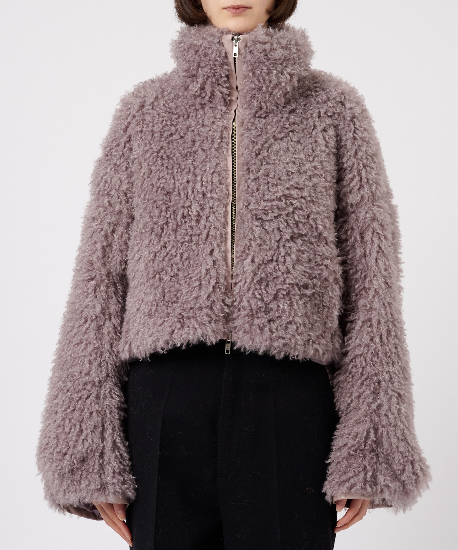 CRIMPED FUR CROPPED BLOUSON THINGS THAT MATTER