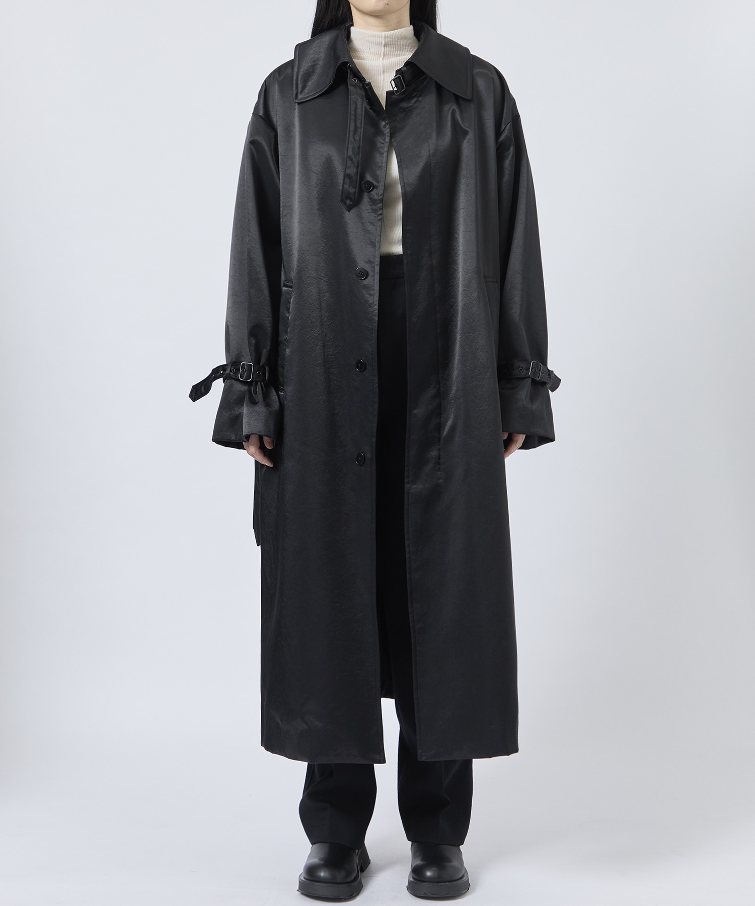 Satin padded long coat 08sircus