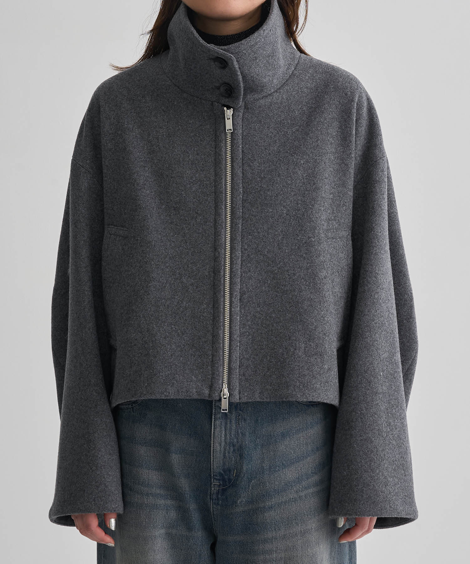 Stand Collar Wool Blouson STUDIOUS