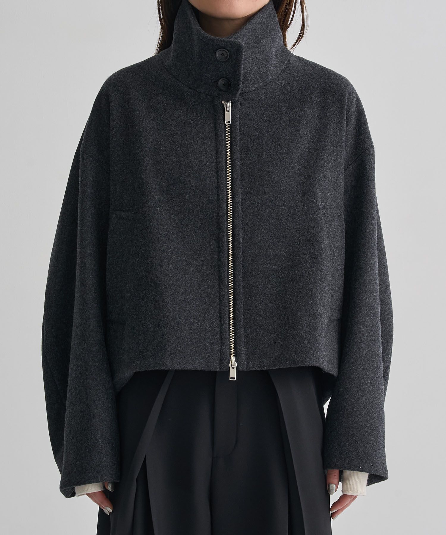 Stand Collar Wool Blouson STUDIOUS