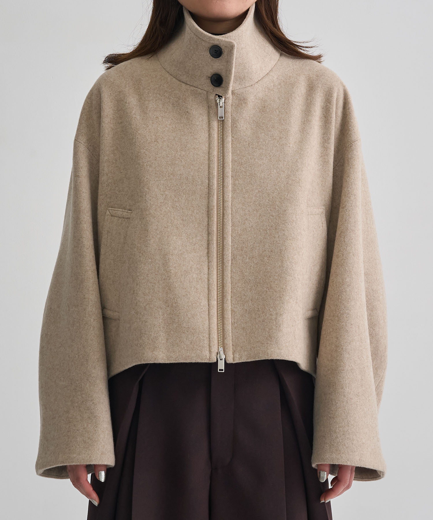 Stand Collar Wool Blouson STUDIOUS