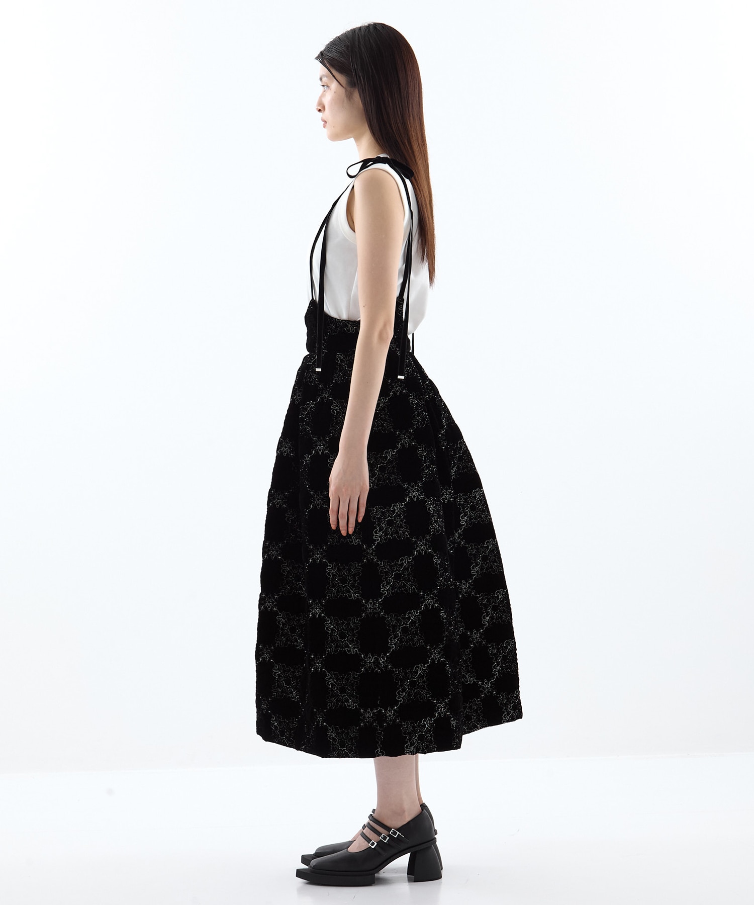 palace tiles quilted overalls skirt tanakadaisuke