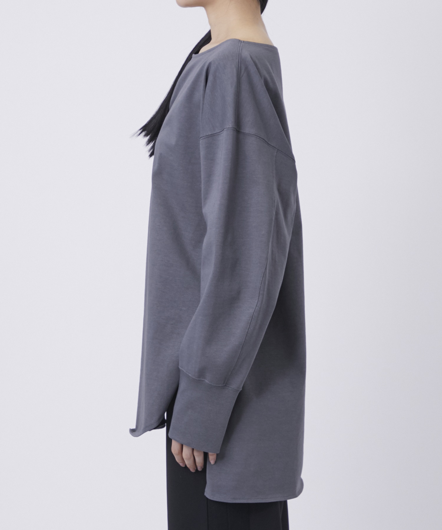 Oversized Cotton Boat Neck Top Mame Kurogouchi