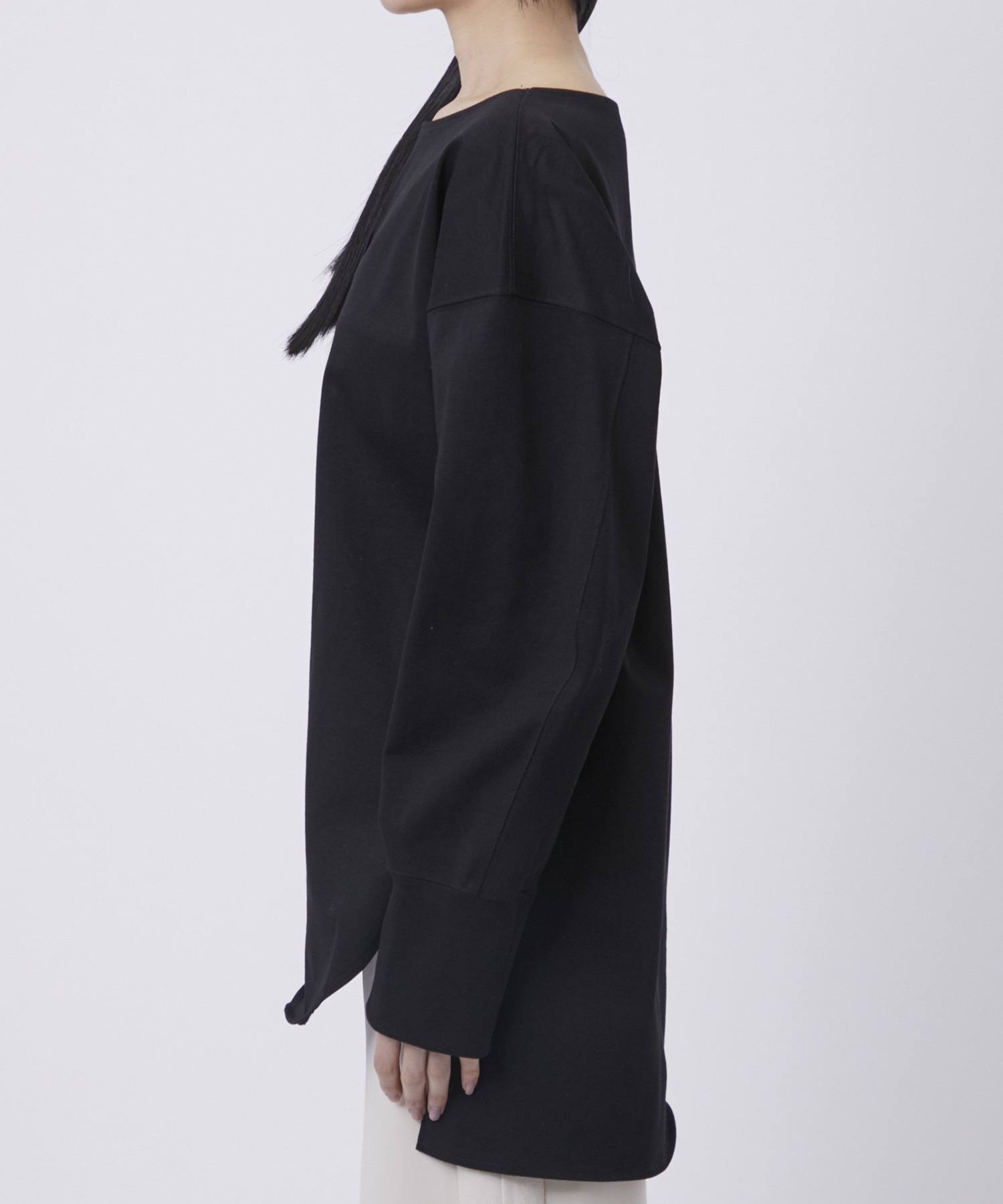 Oversized Cotton Boat Neck Top Mame Kurogouchi