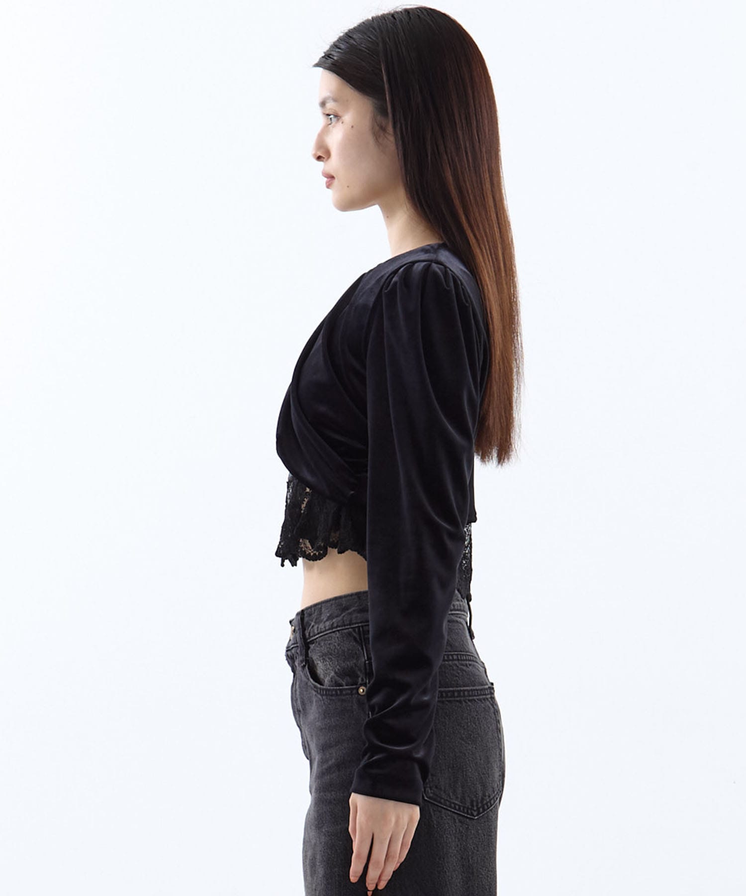 gather neck velour tops tanakadaisuke