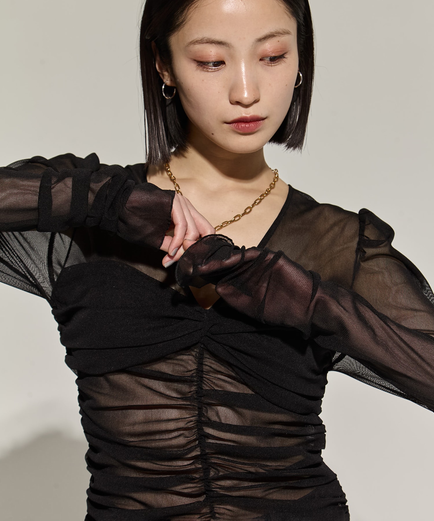 別注 TULLE GATHERED TOP FETICO