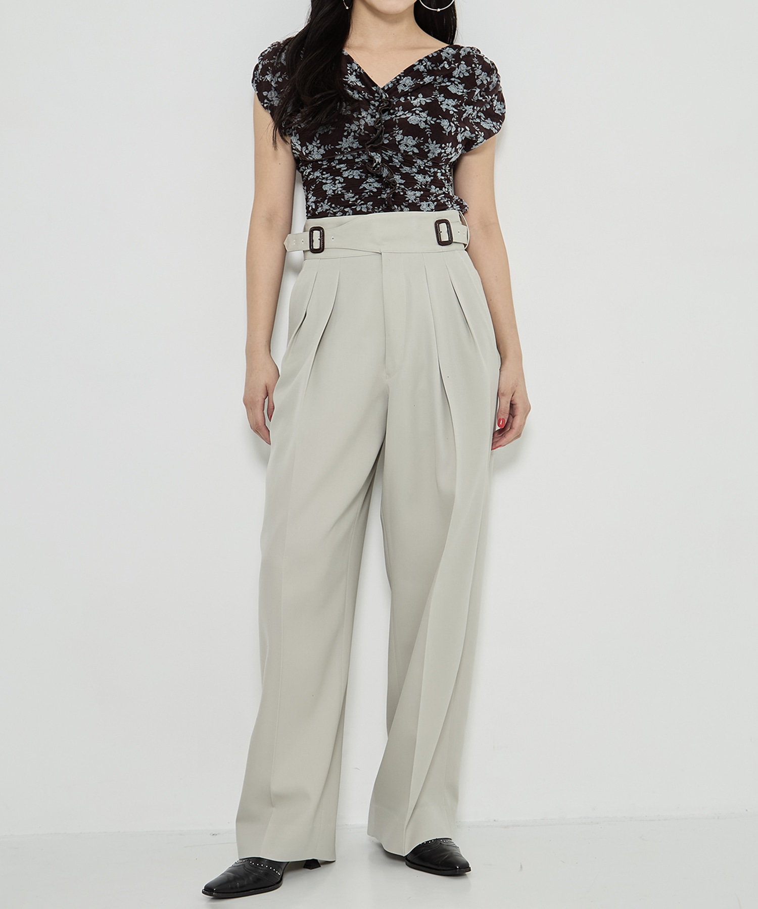 ROSE VELVET TULLE SHIRRING TOP FETICO