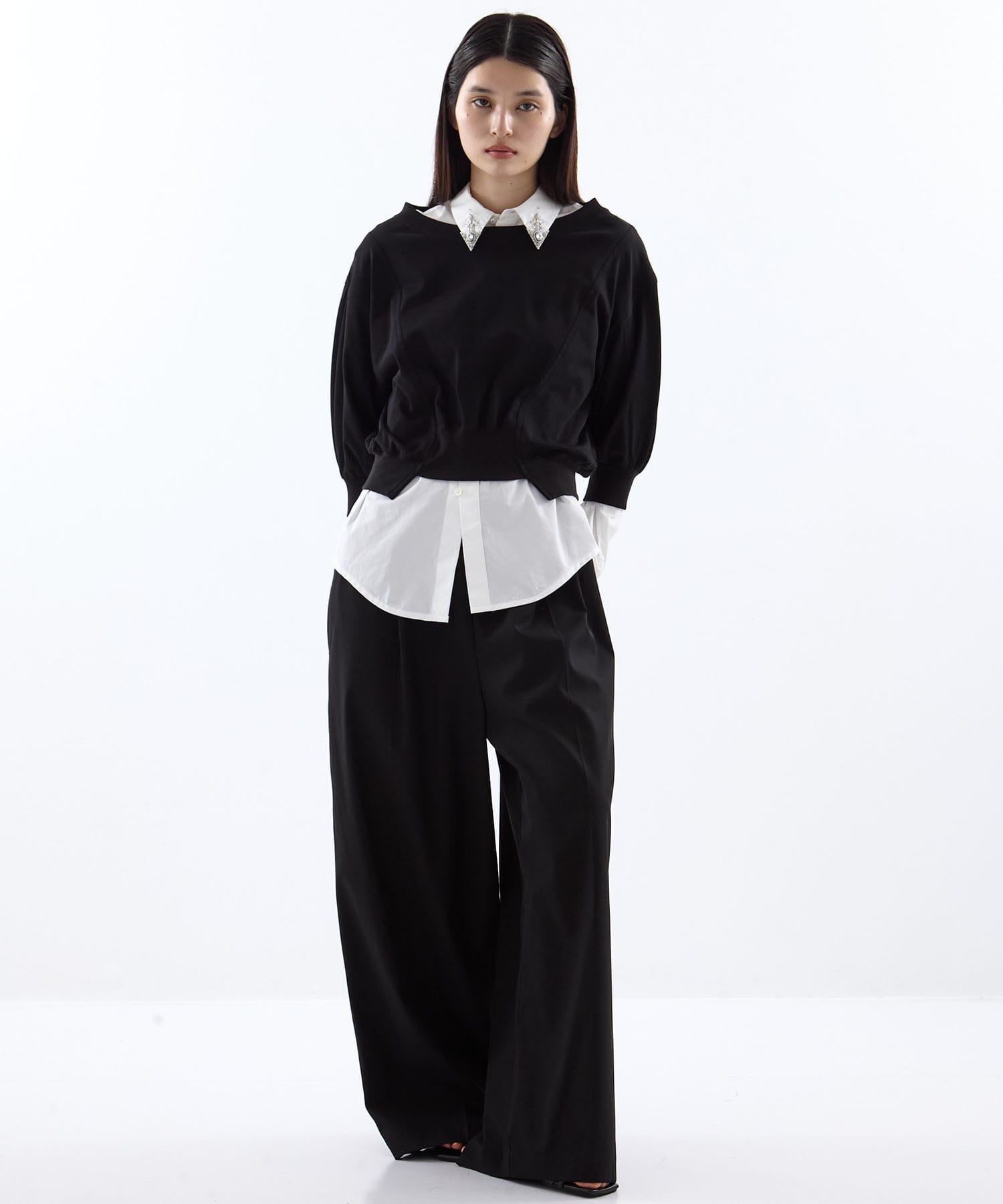 crystal silver tip lapel shirt tanakadaisuke
