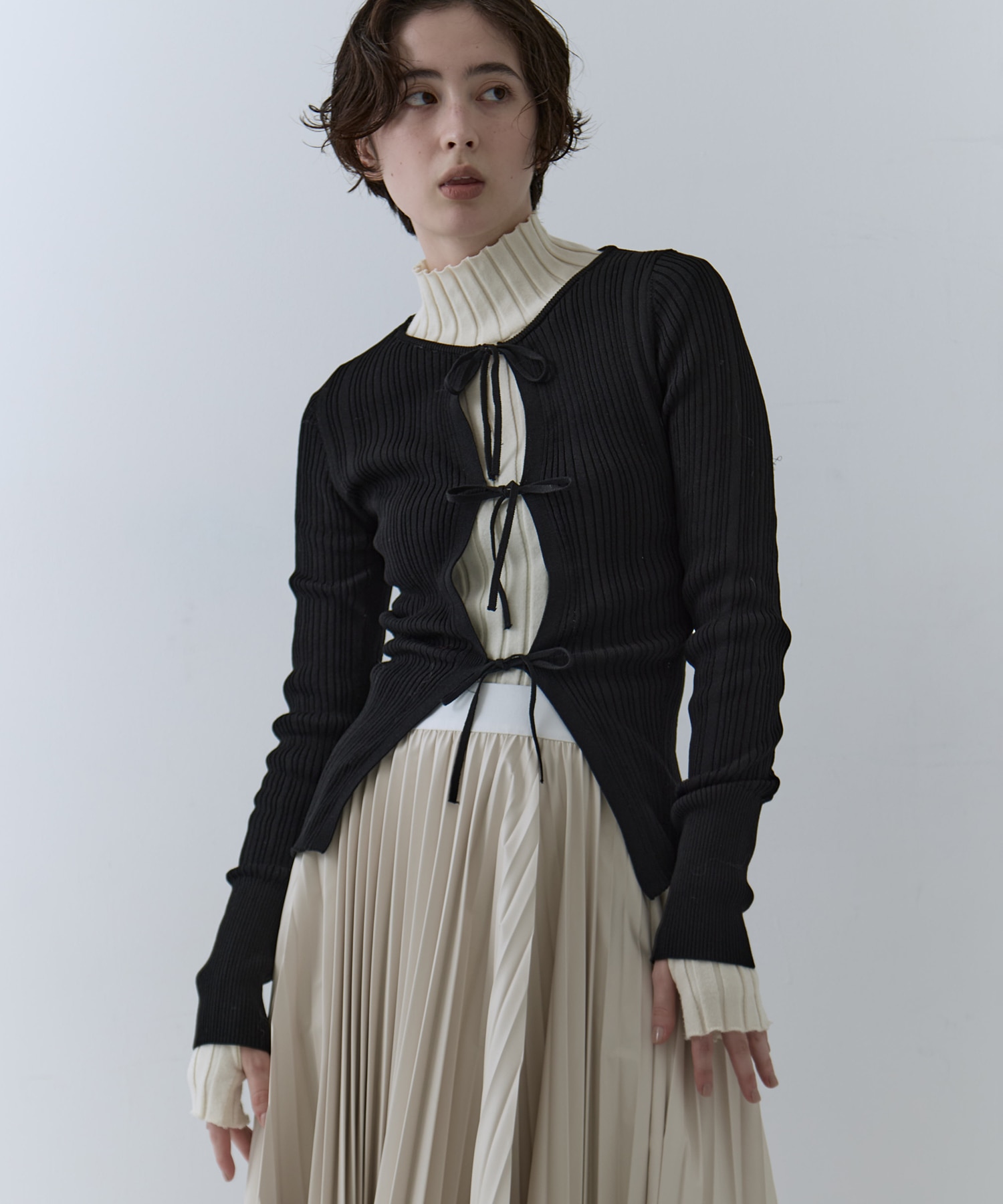 Ribbon Front Knit Cardigan STUDIOUS