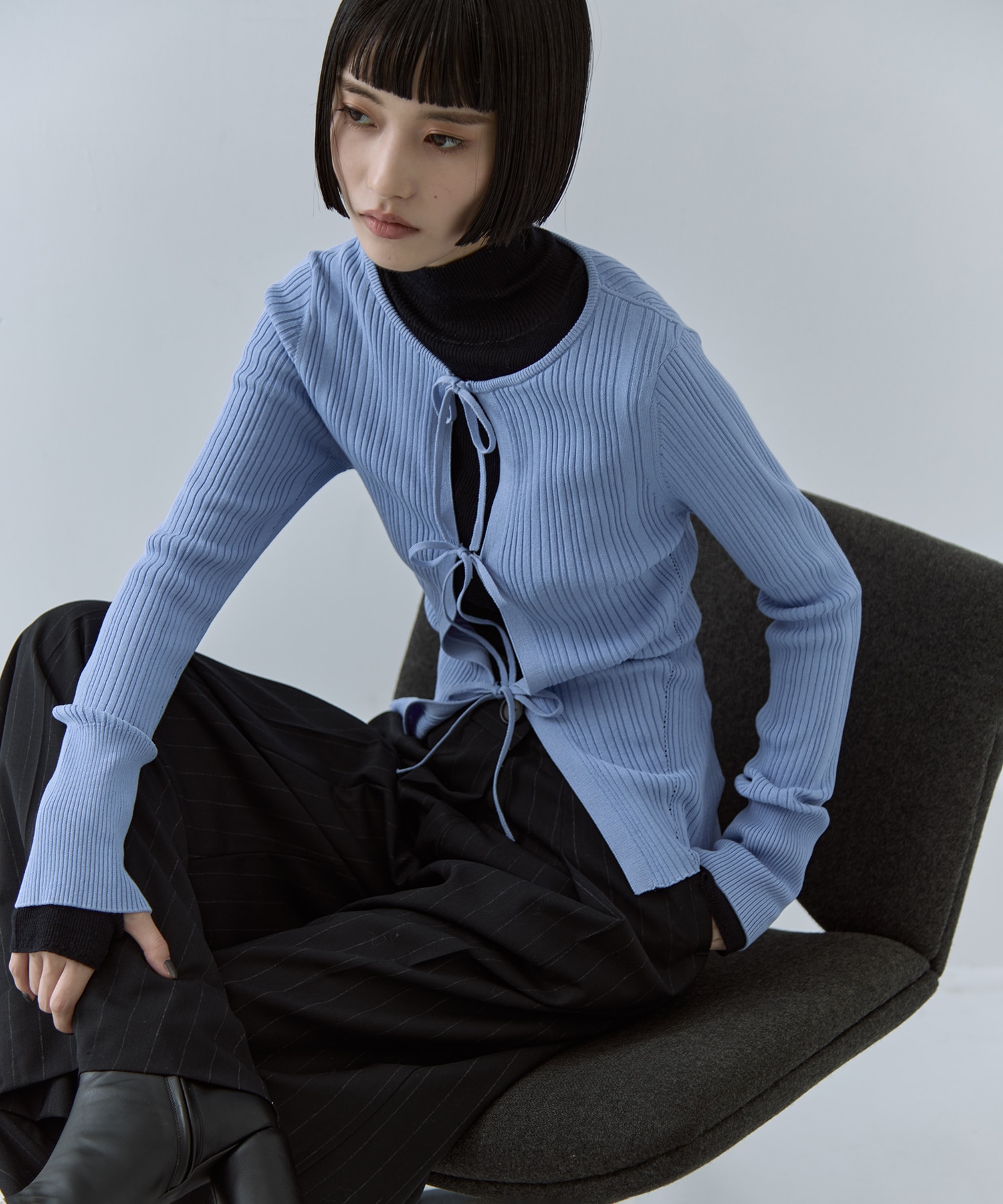 Ribbon Front Knit Cardigan STUDIOUS