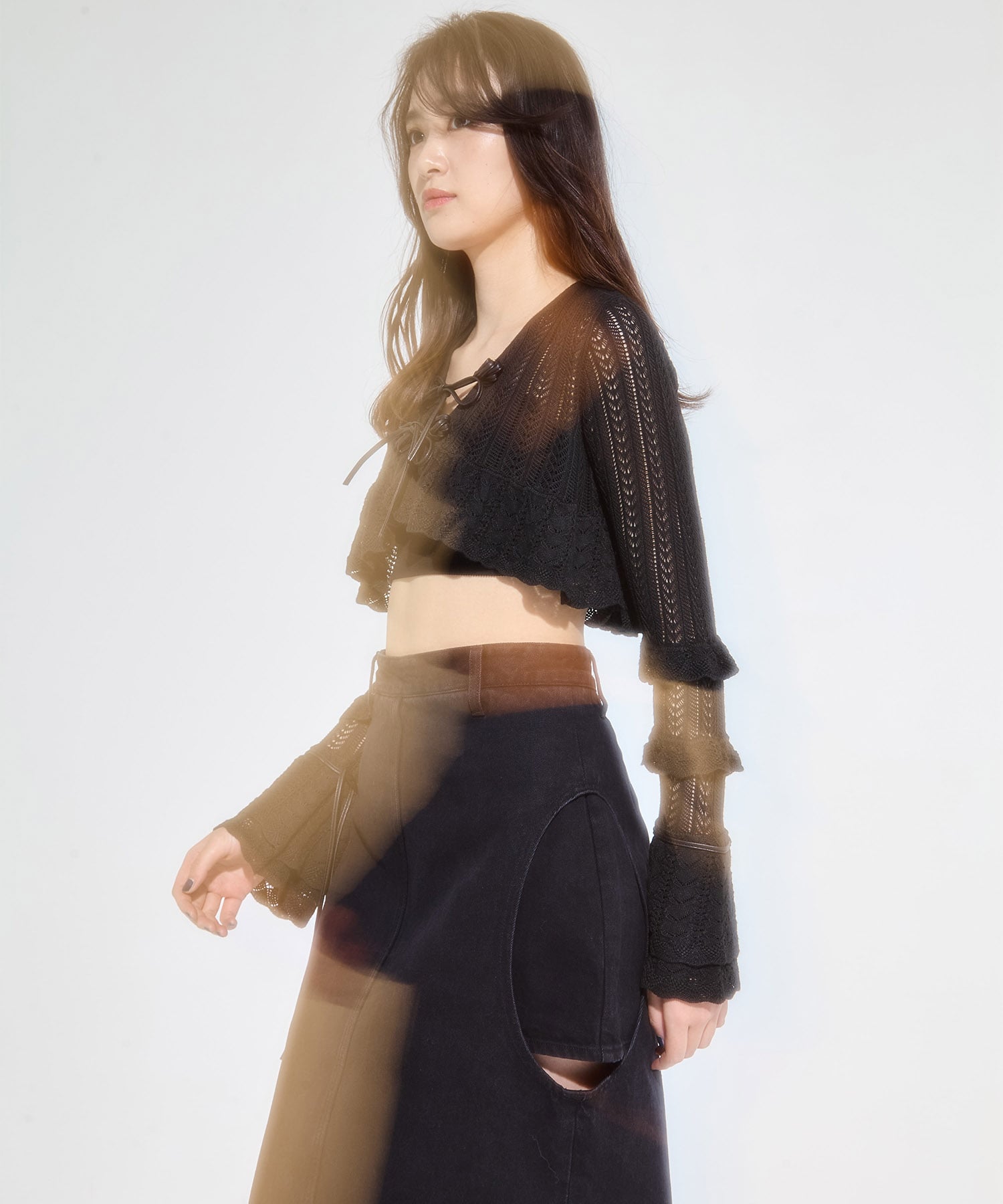 double ribbon knit cardigan tanakadaisuke