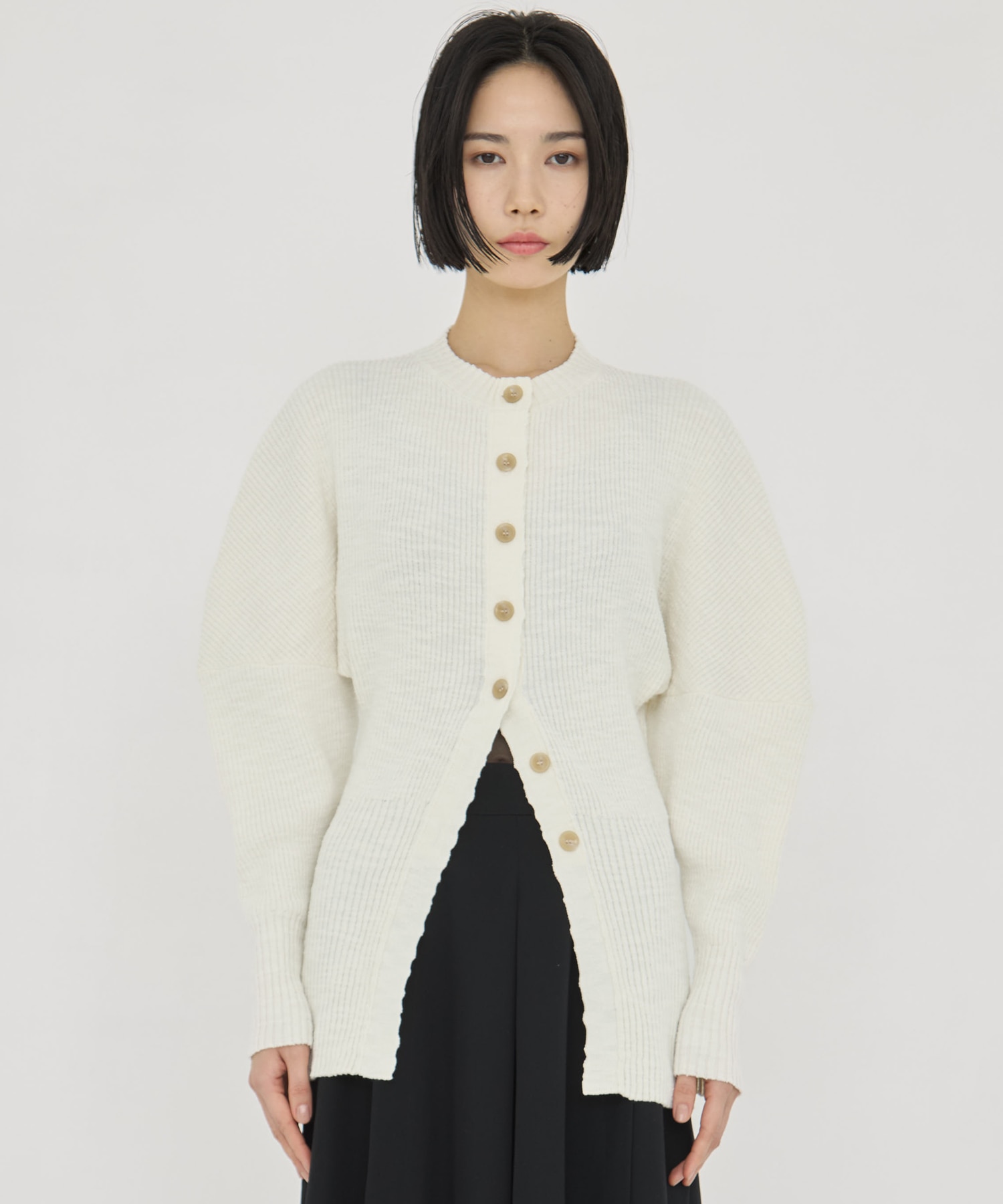 Greer crew neck knit cardigan AKIRANAKA