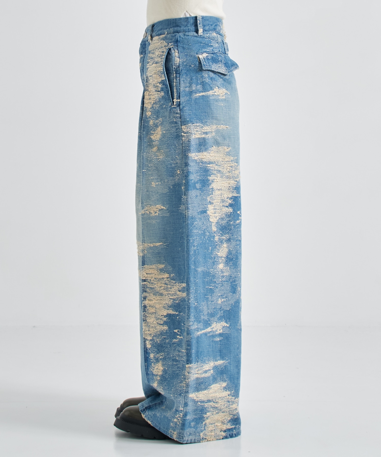 DENIM WIDE SLACKS TAAKK