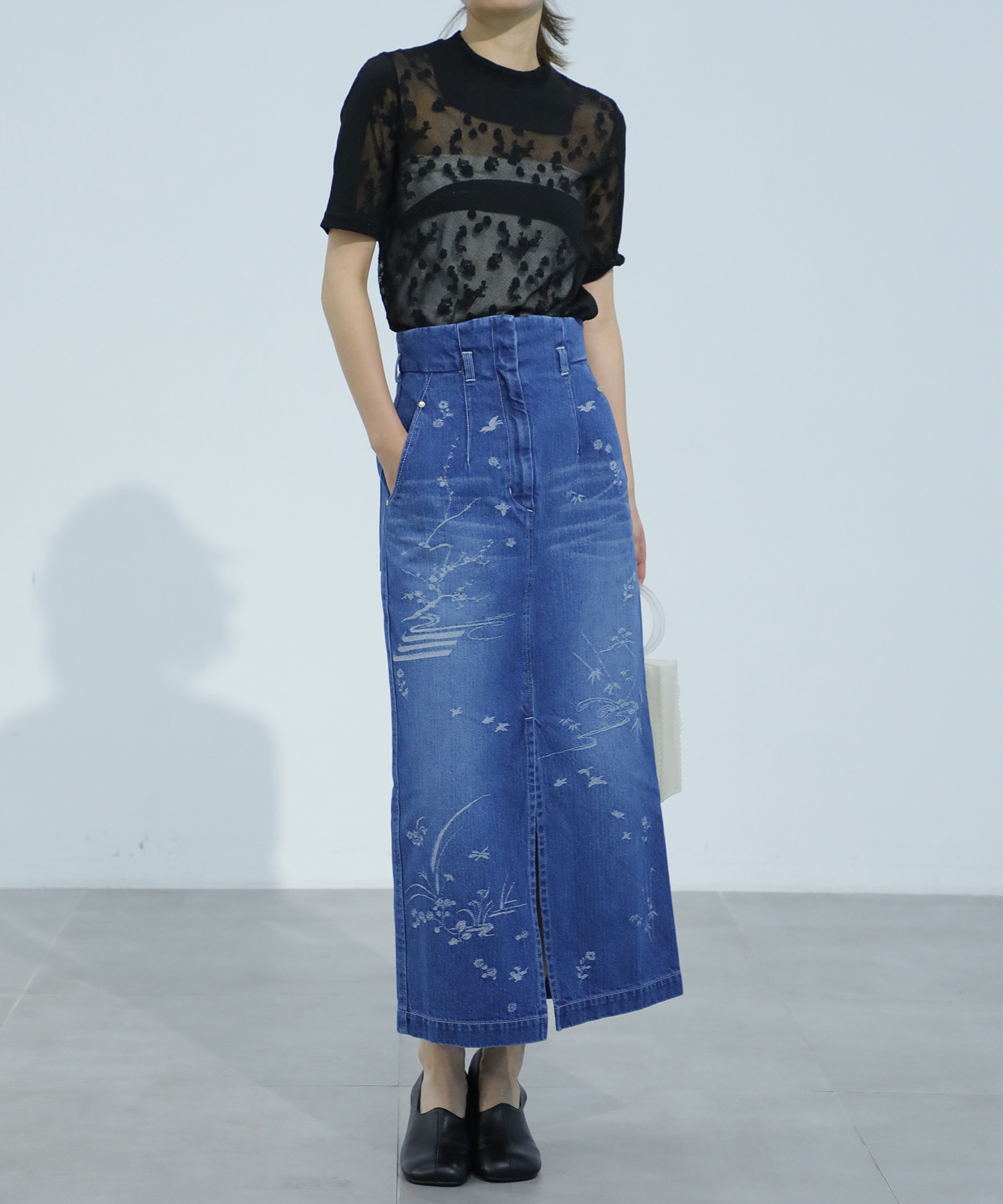 Nature Pattern Jacquard Denim Skirt Mame Kurogouchi
