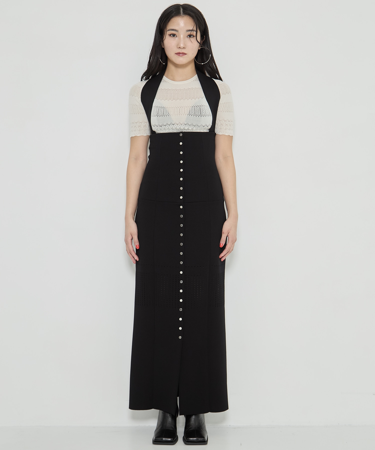 STRAPS KNIT LONG SKIRT FETICO