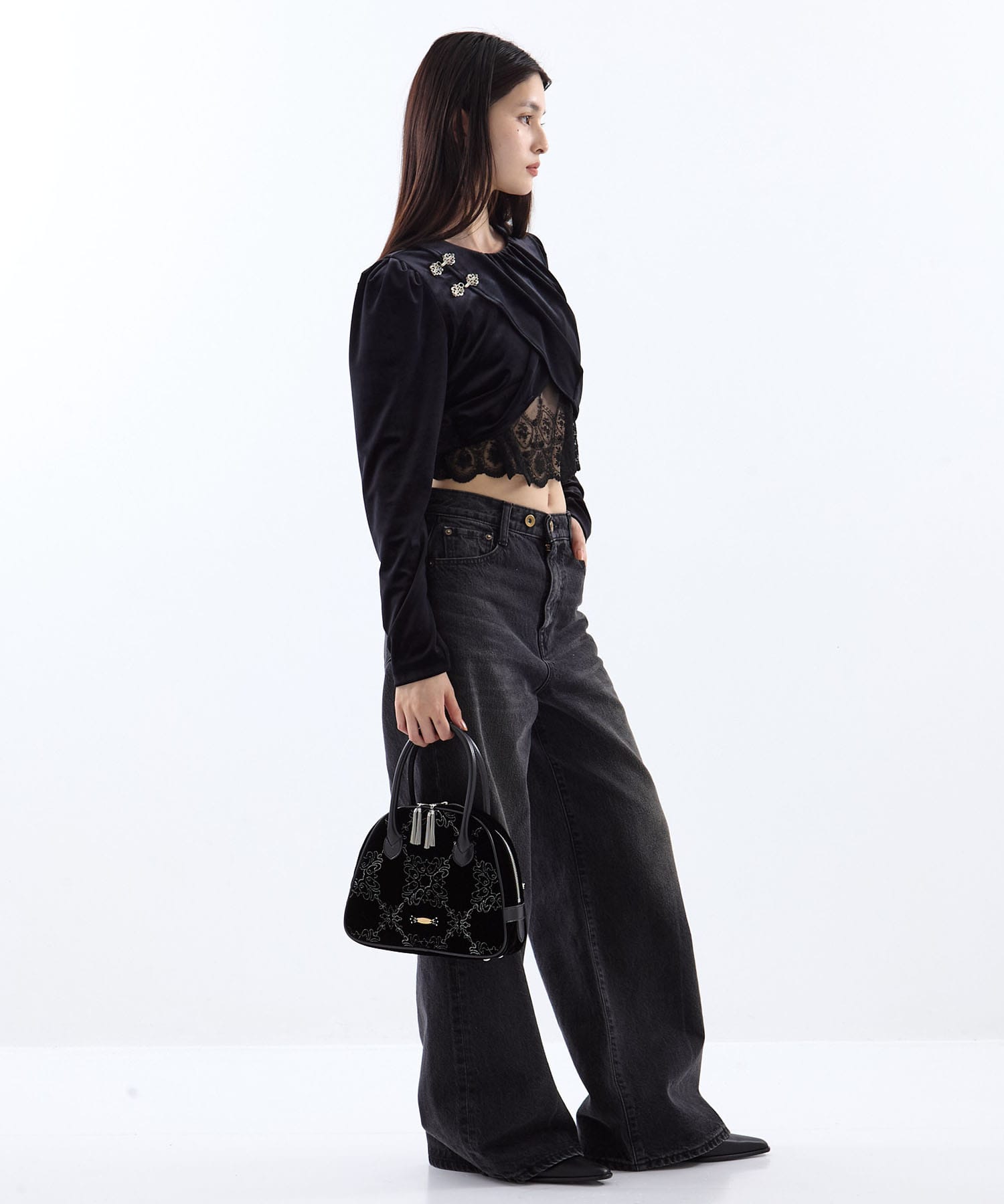 palace tiles velvet hand bag tanakadaisuke