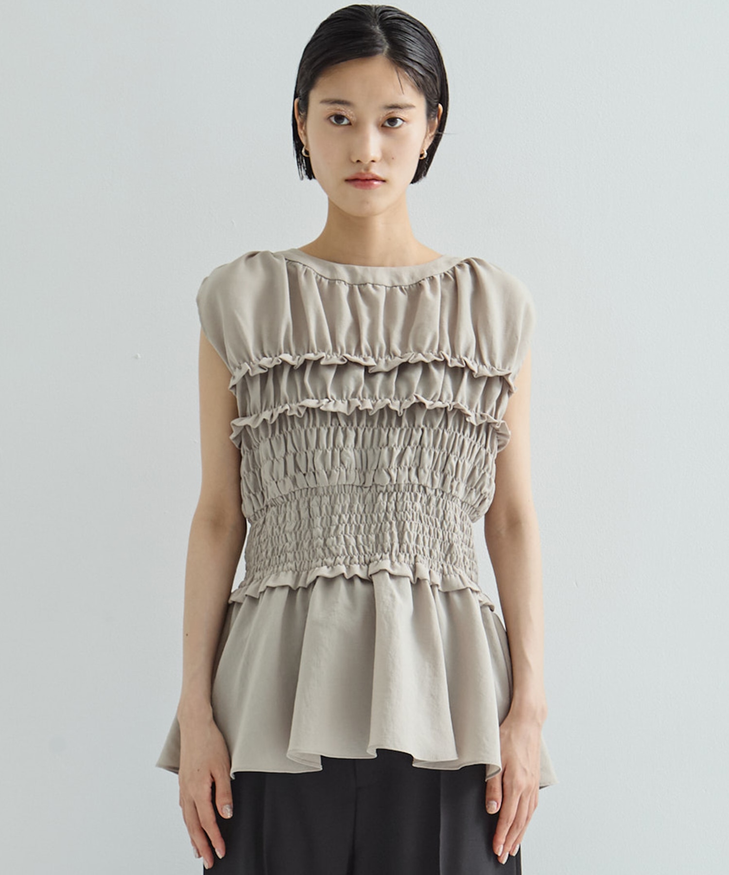 SHIRRING NO SLEEVE TOPS STUDIOUS