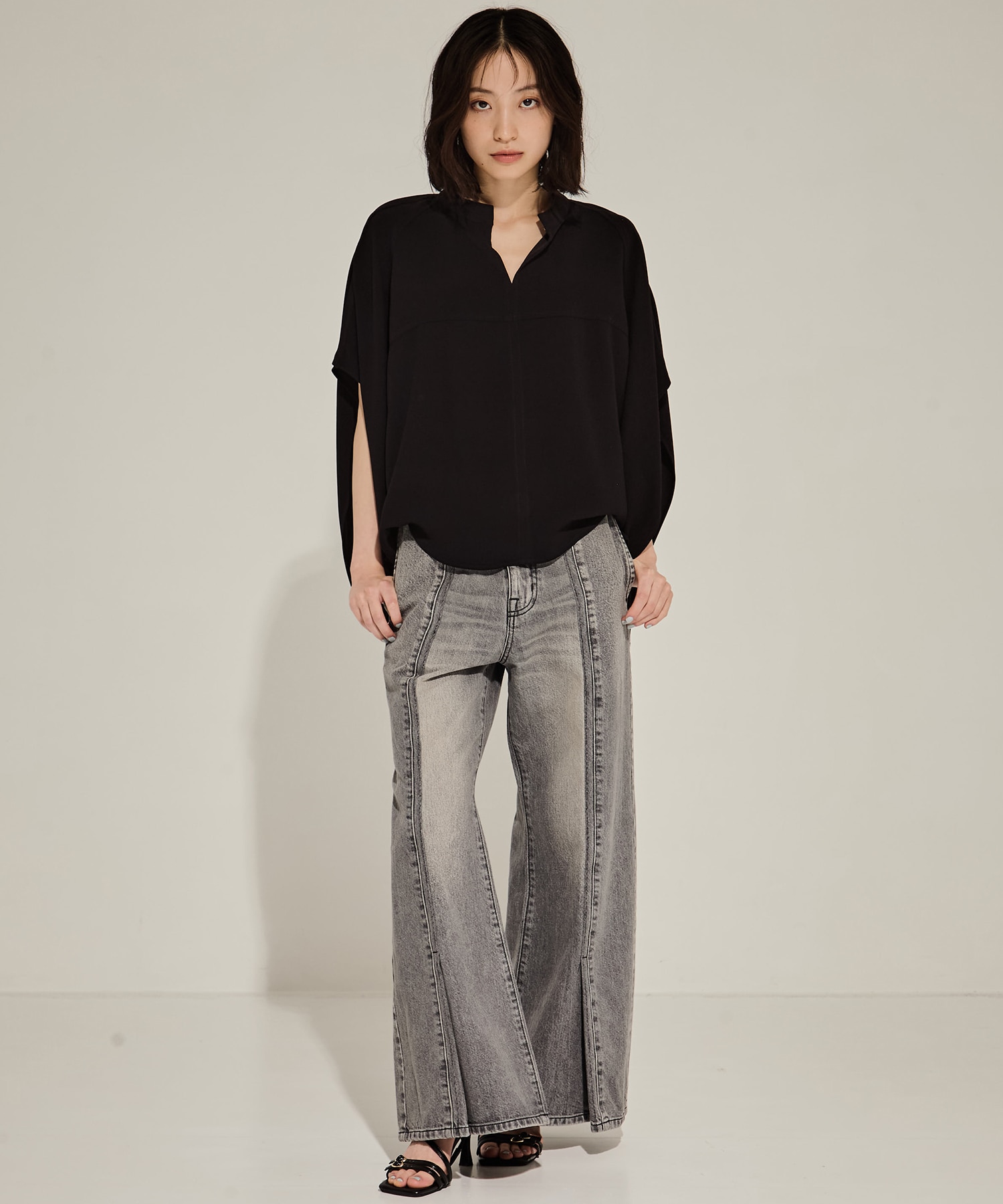 BACK SATIN DRAPE BLOUSE STUDIOUS