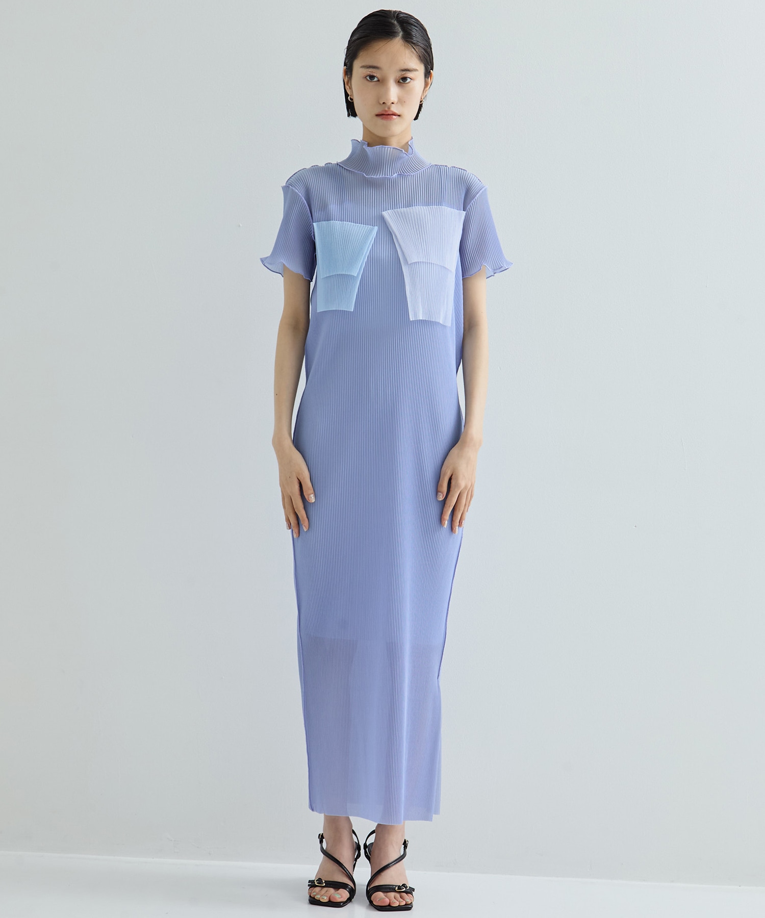 別注SHEER LAYERED SHORT SLEEVE HIGH NECK  DRESS kotohayokozawa