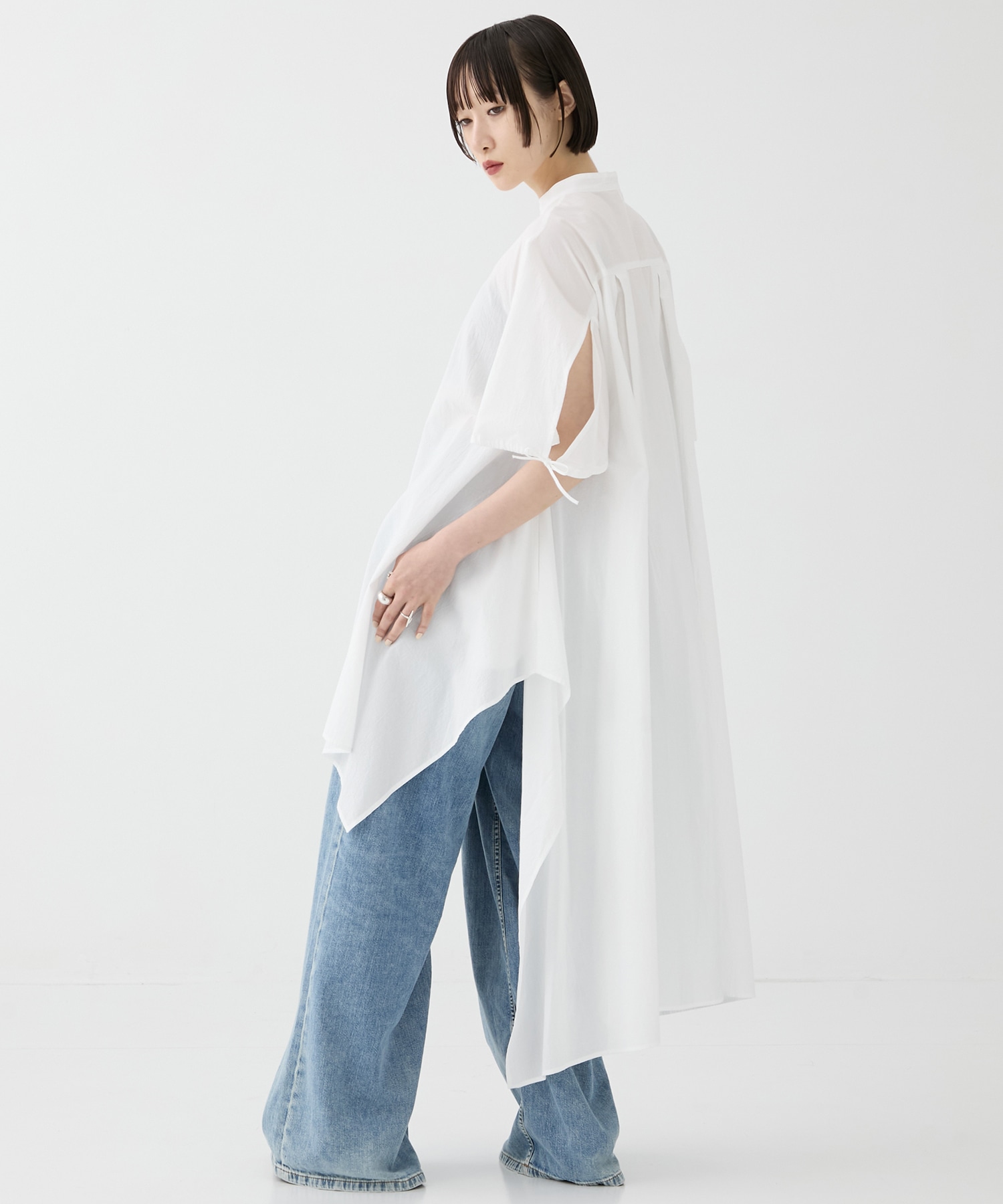 別注 Coボイルサッカーケープスリーブシャツ FEMMENT