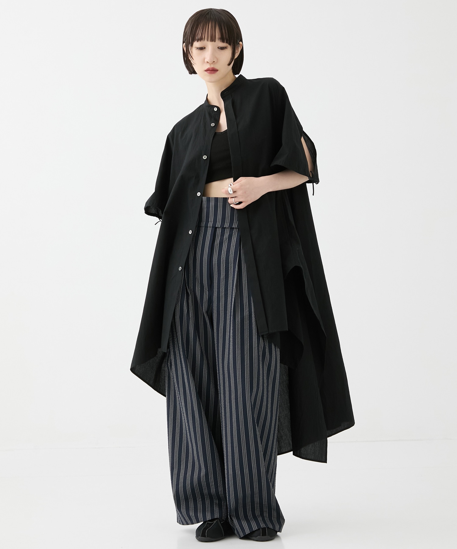 別注 Coボイルサッカーケープスリーブシャツ FEMMENT