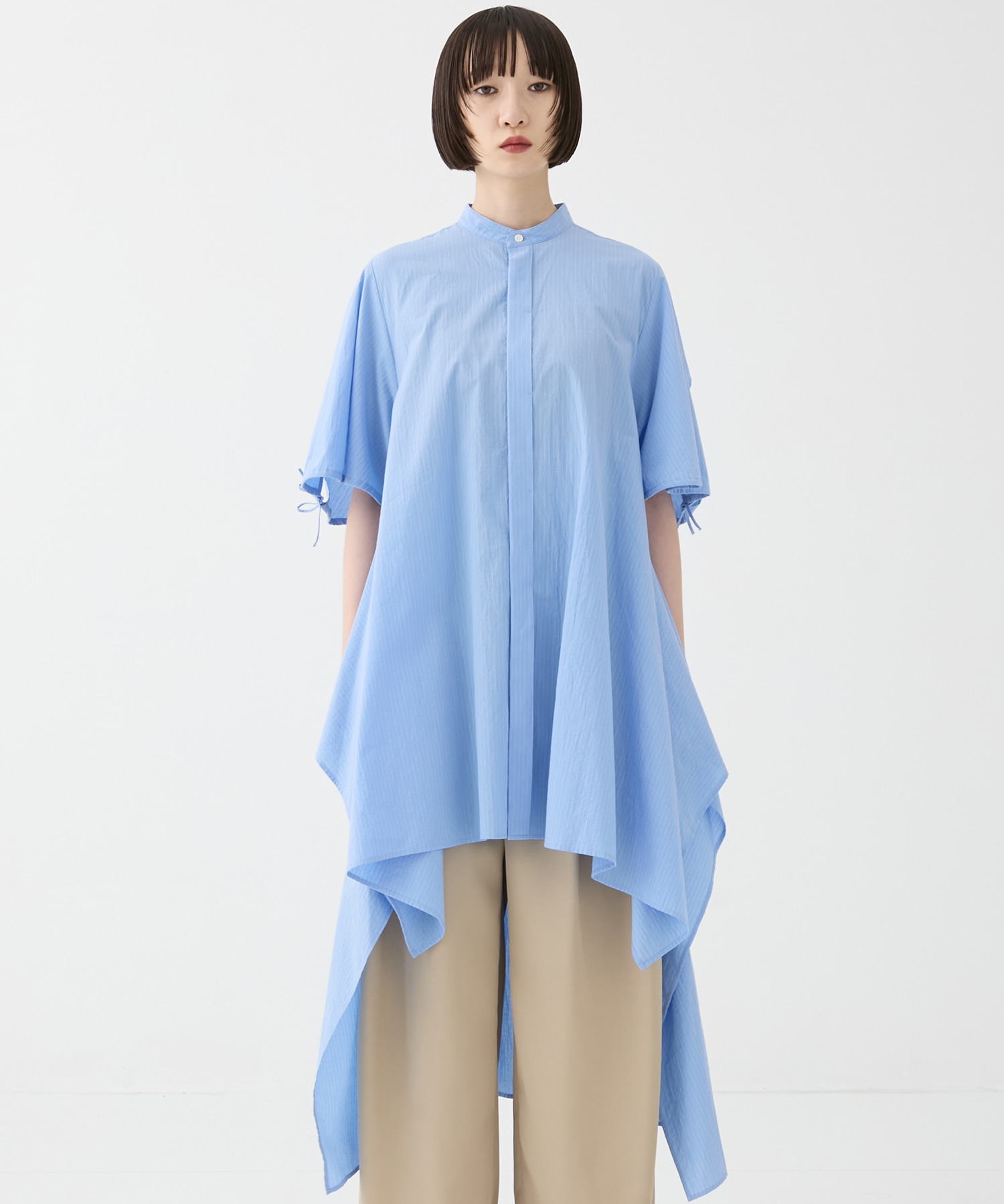 別注 Coボイルサッカーケープスリーブシャツ FEMMENT
