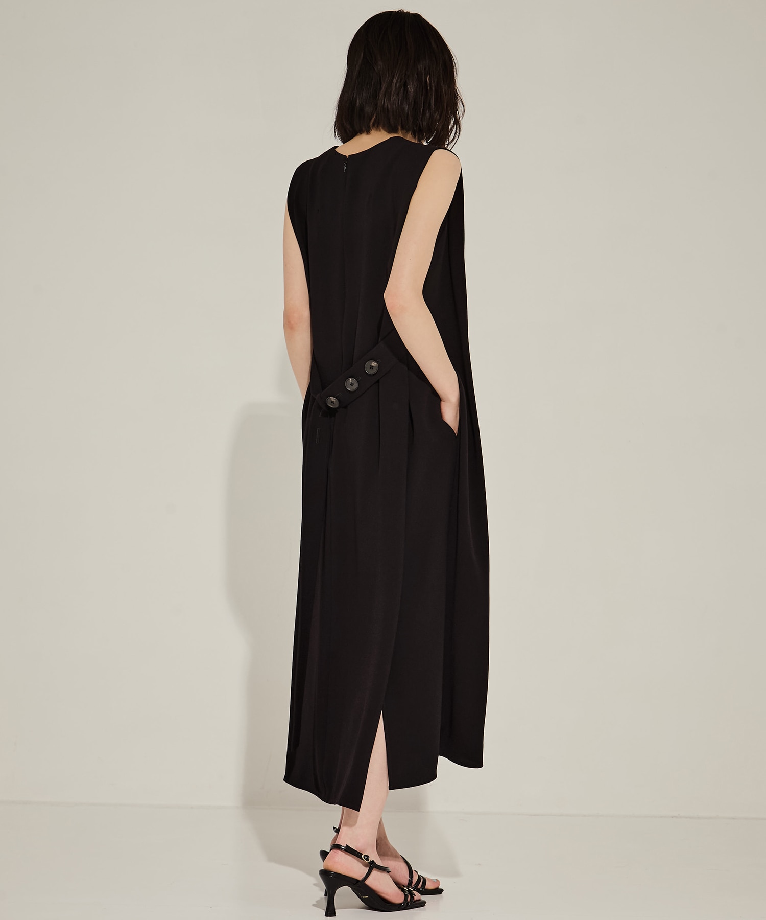 Back Satin Belted Dress STUDIOUS