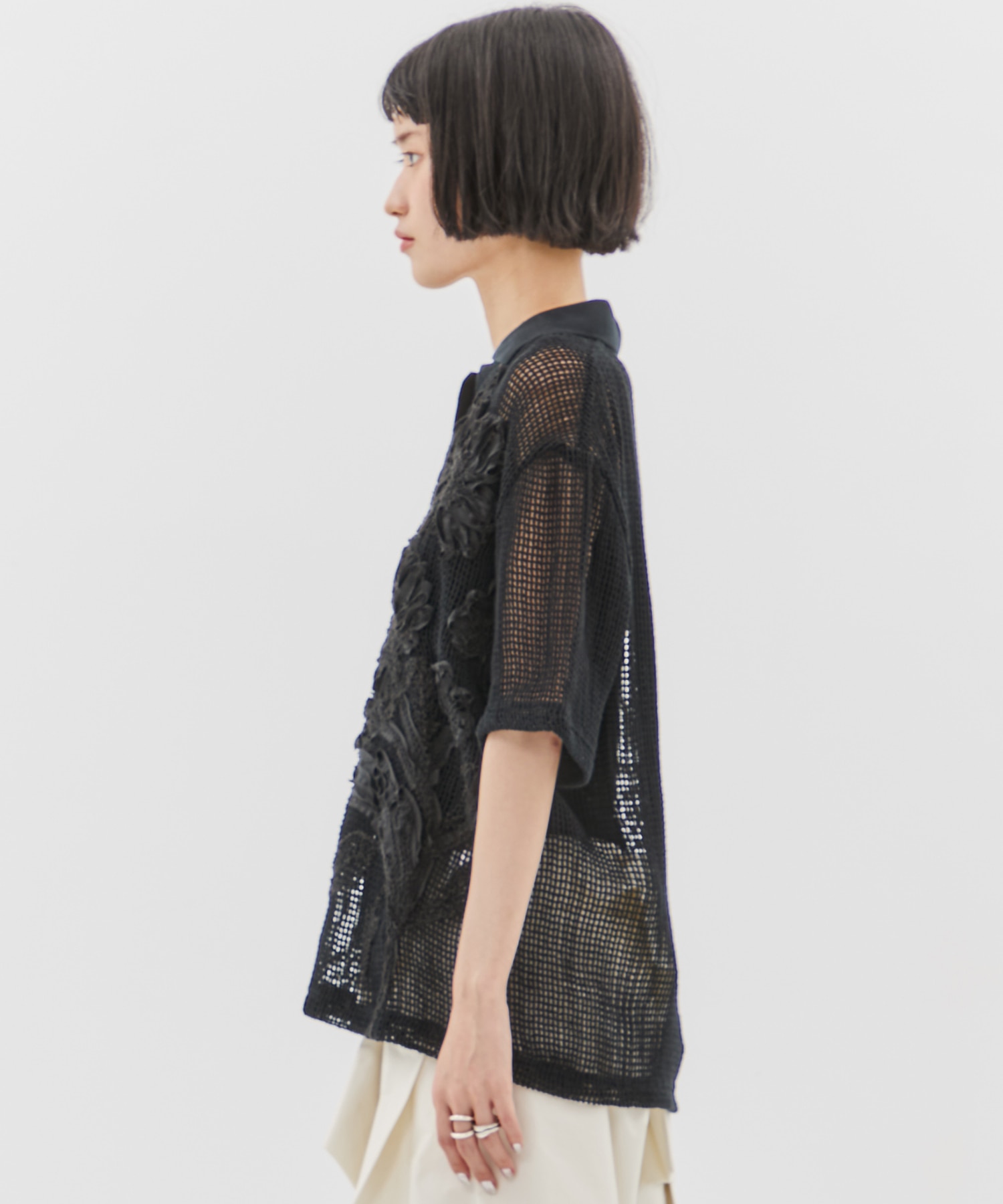 MESH EMBROIDERY POLO SHIRT TAAKK