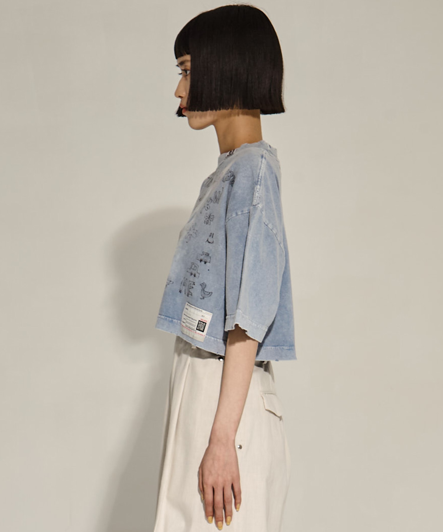 BLEACHED CROPPED TEE Maison MIHARA YASUHIRO