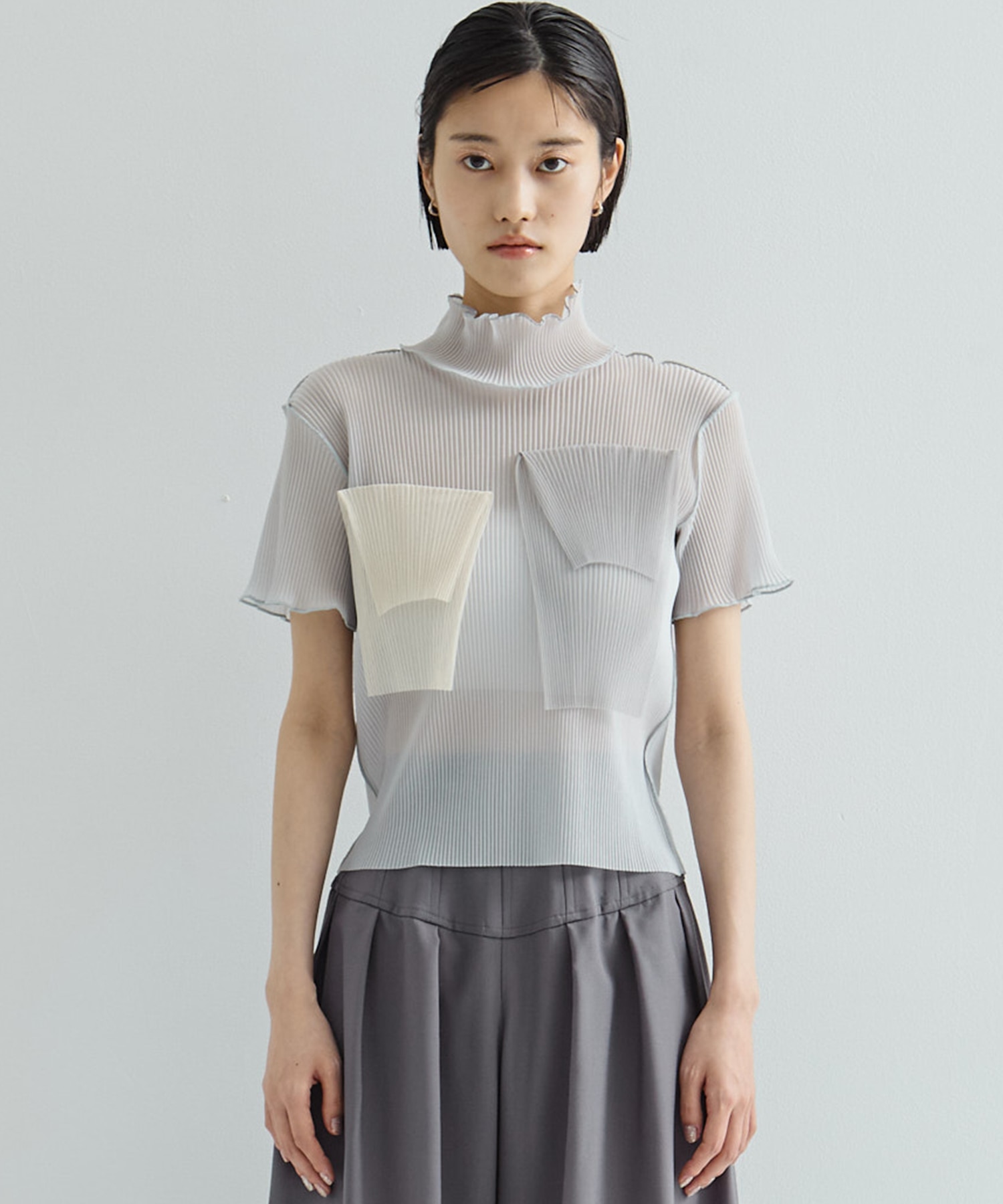別注SHEER SHORT HIGHNECK SLEEVE TOP kotohayokozawa