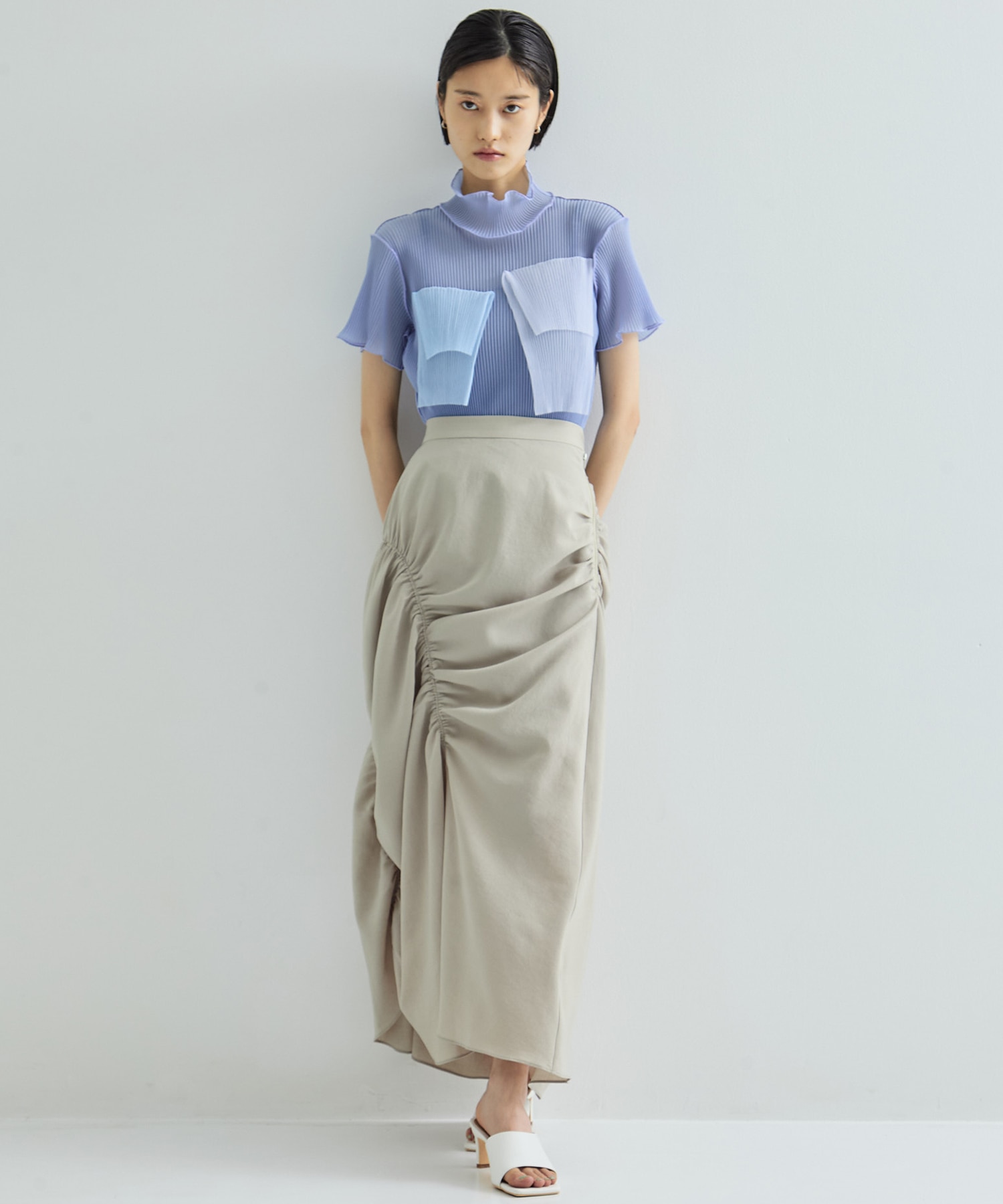 別注SHEER SHORT HIGHNECK SLEEVE TOP kotohayokozawa