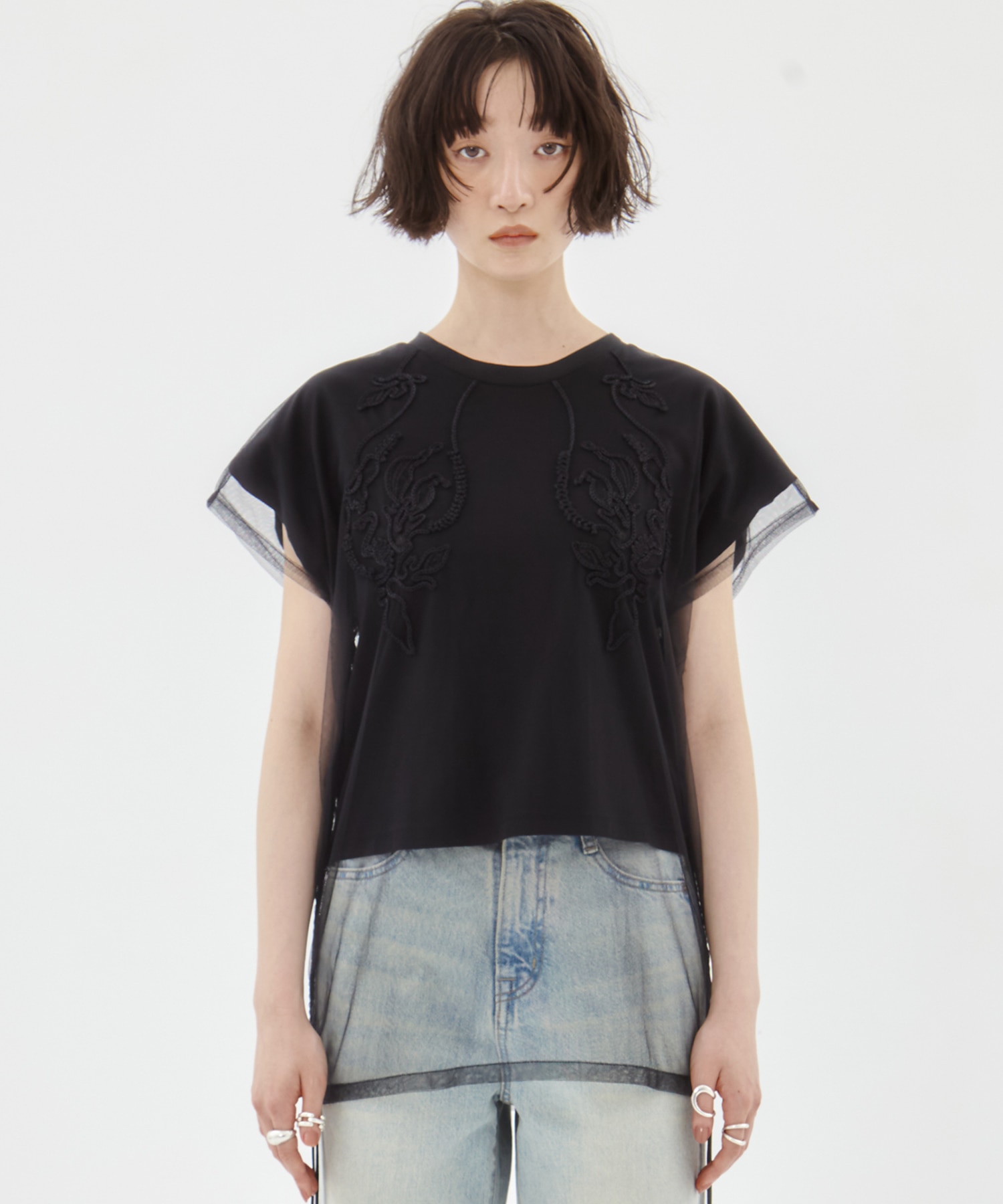 EX.embroidered tulle layered tops MURRAL
