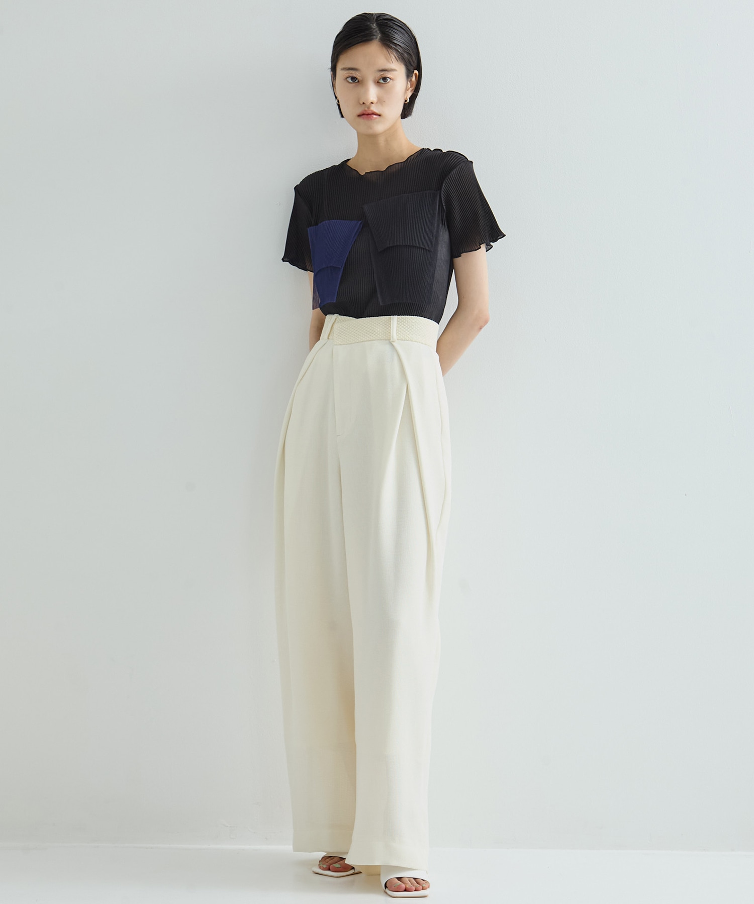 Asymmetric Front Mesh Trousers STUDIOUS