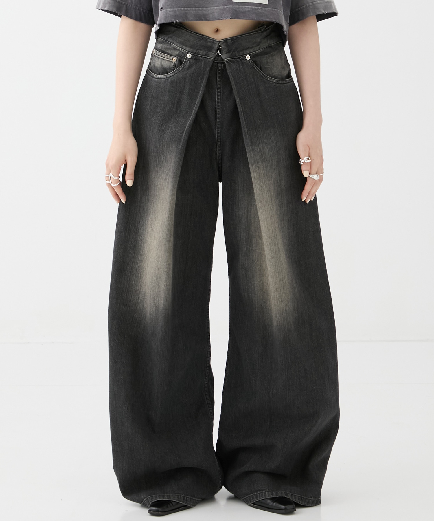 別注 WASHED DENIM FOLDED WIDE PANTS (SHORT LENGTH) JOHN LAWRENCE SULLIVAN