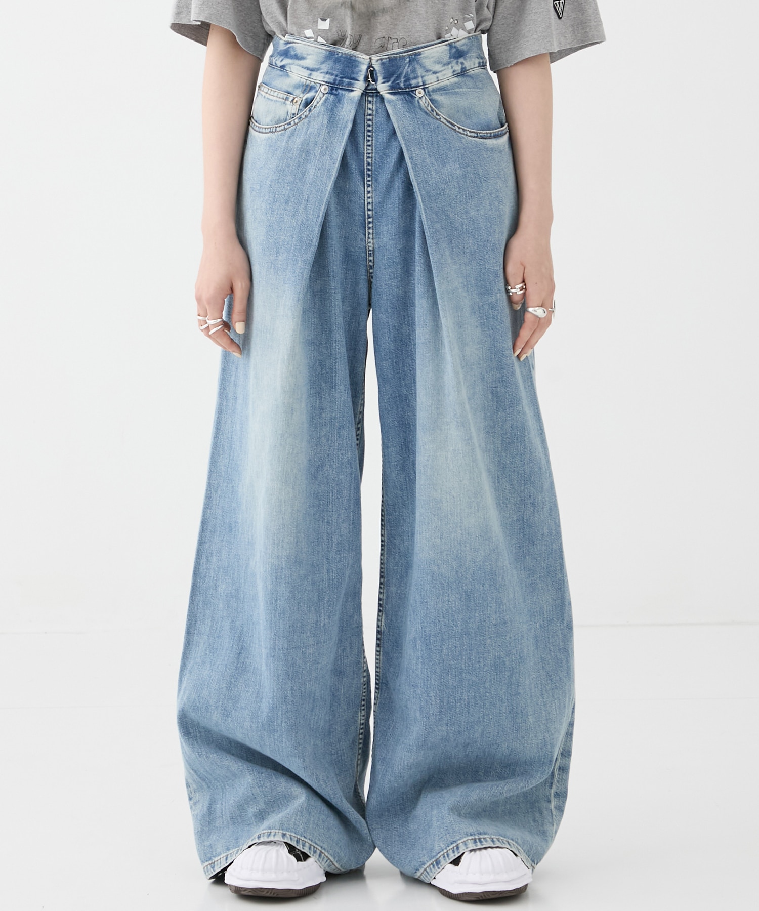 別注 WASHED DENIM FOLDED WIDE PANTS (SHORT LENGTH) JOHN LAWRENCE SULLIVAN
