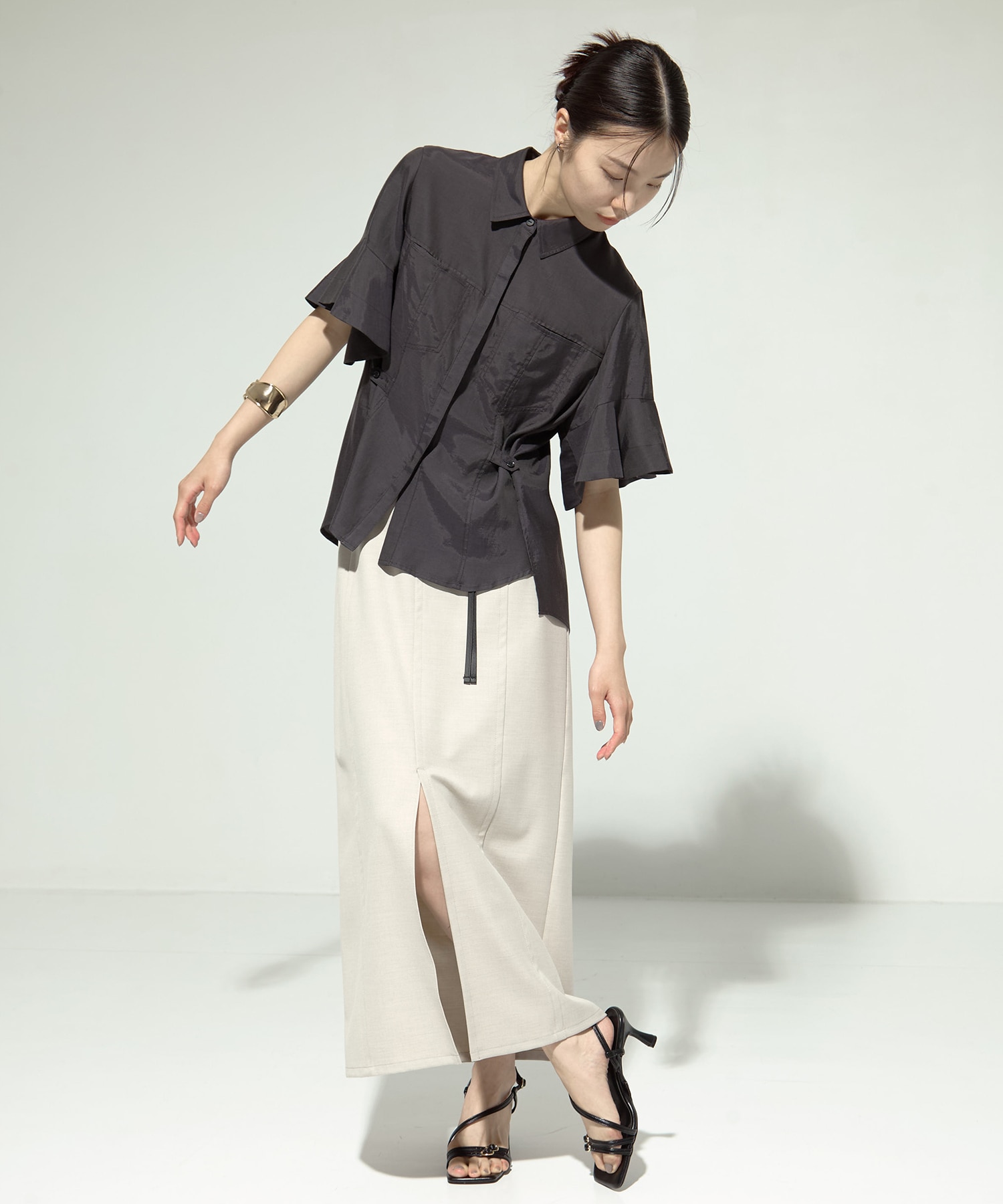 Leather Belted Straight SK STUDIOUS
