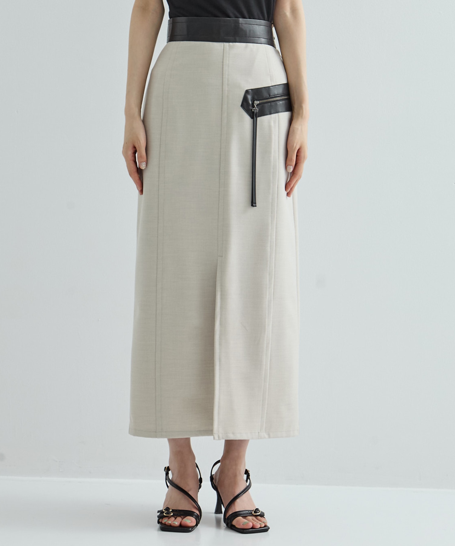 Leather Belted Straight SK STUDIOUS