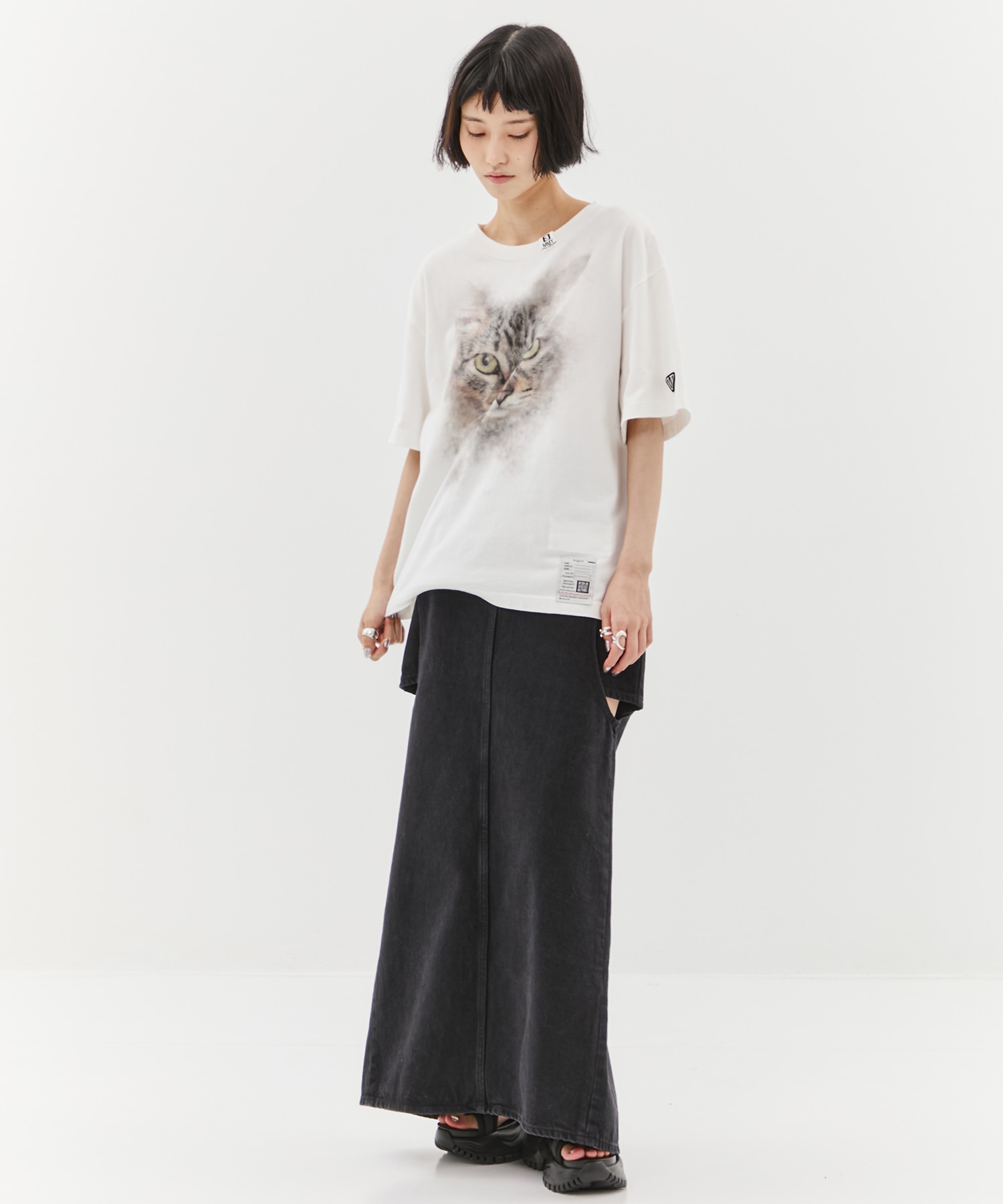 別注サークルカットデニムスカート CLANE