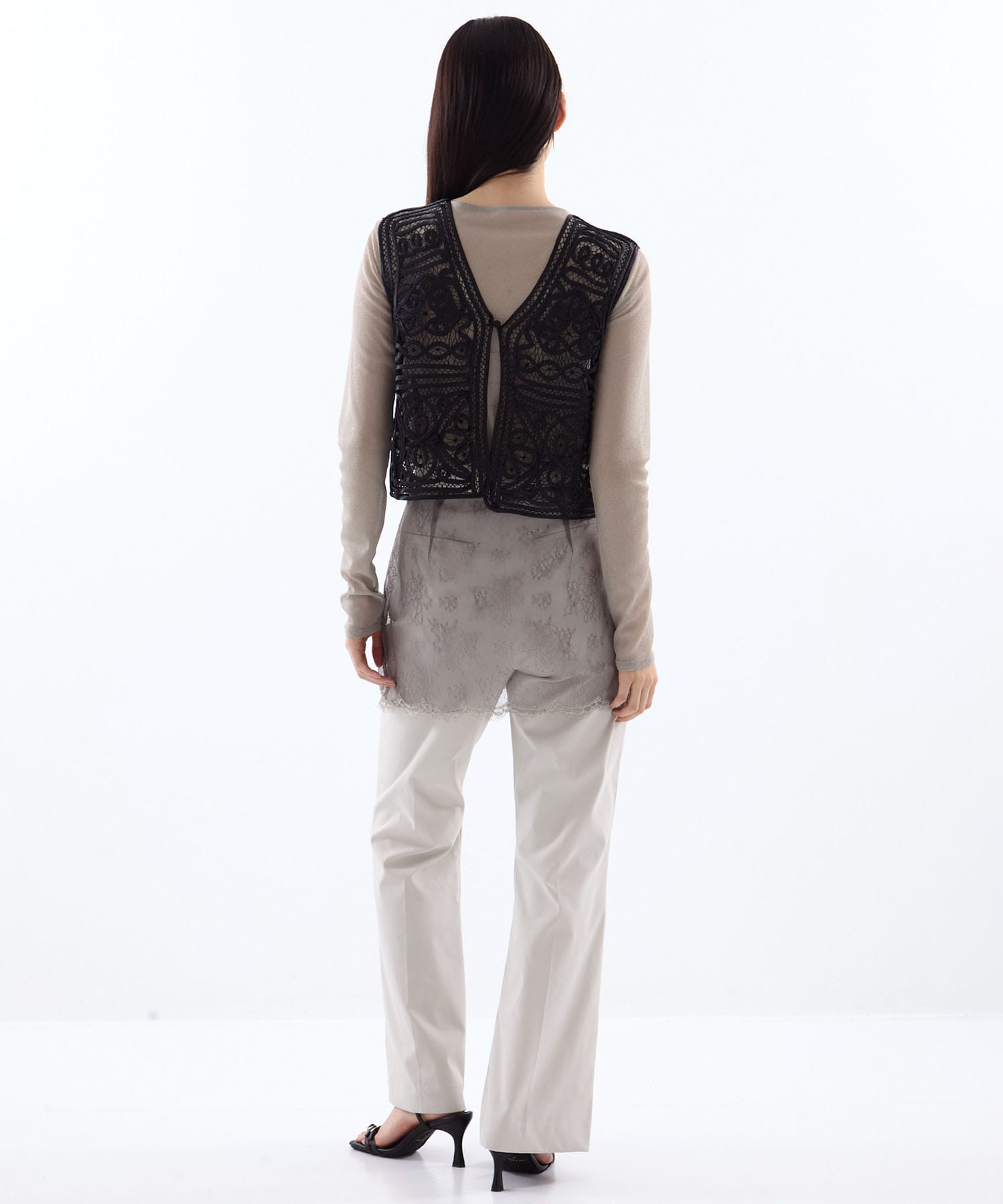 2WAY SATIN BATTEN  LACE VEST AMERI