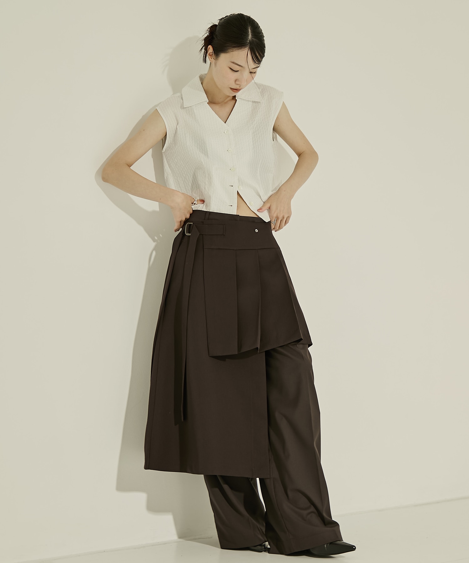 Seersucker Sleeveless Shirt STUDIOUS