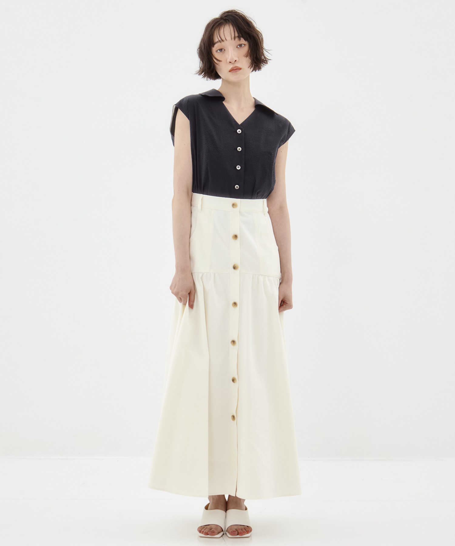 Seersucker Sleeveless Shirt STUDIOUS