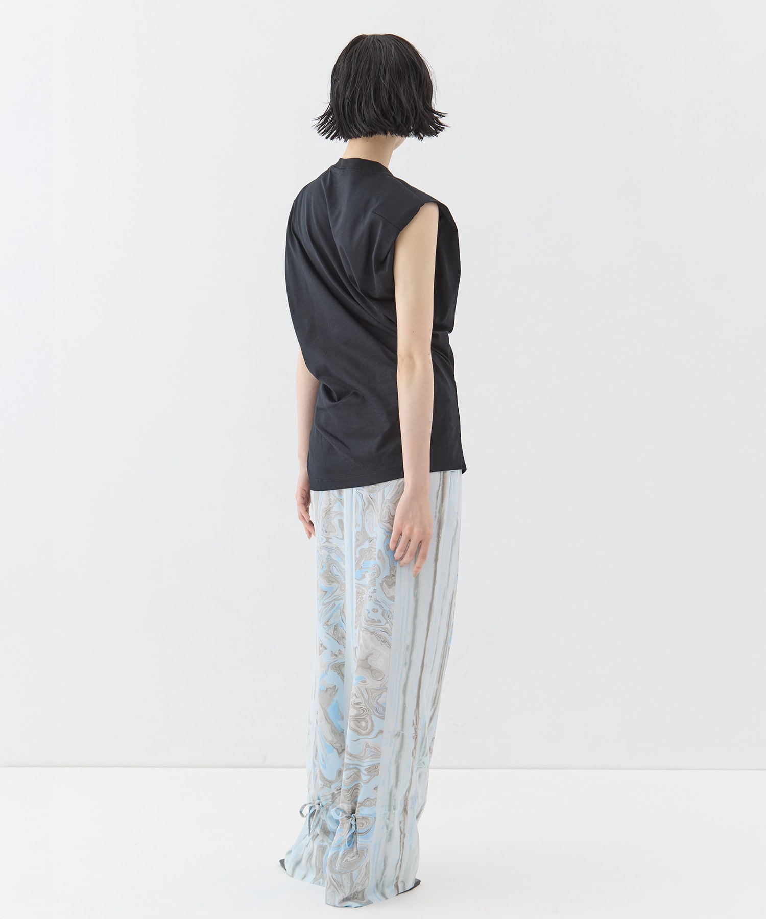 Cotton Jersey Asymmetric Sleeveless Top Mame Kurogouchi