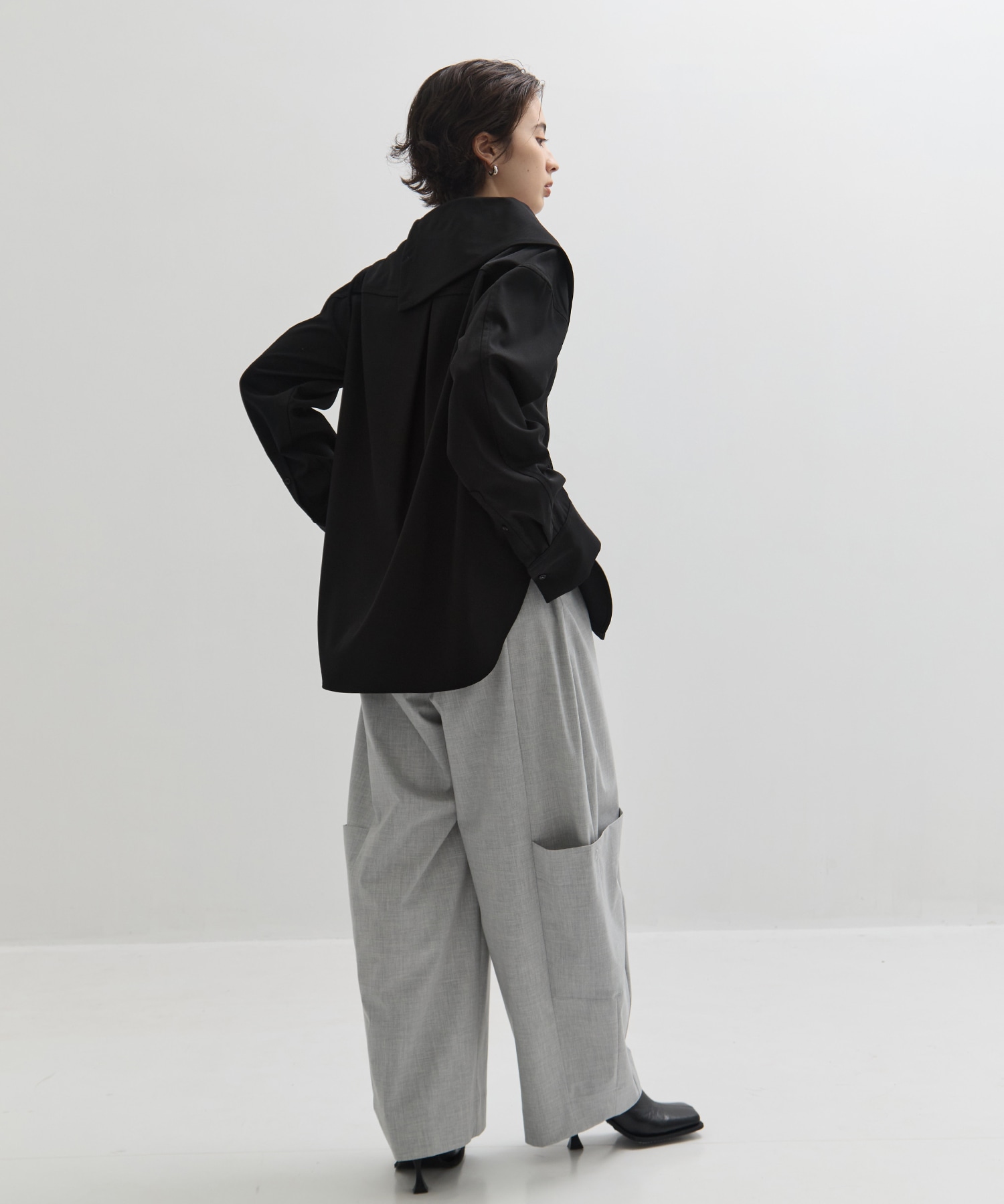 Viscose Wool Big Collar Shirt STUDIOUS