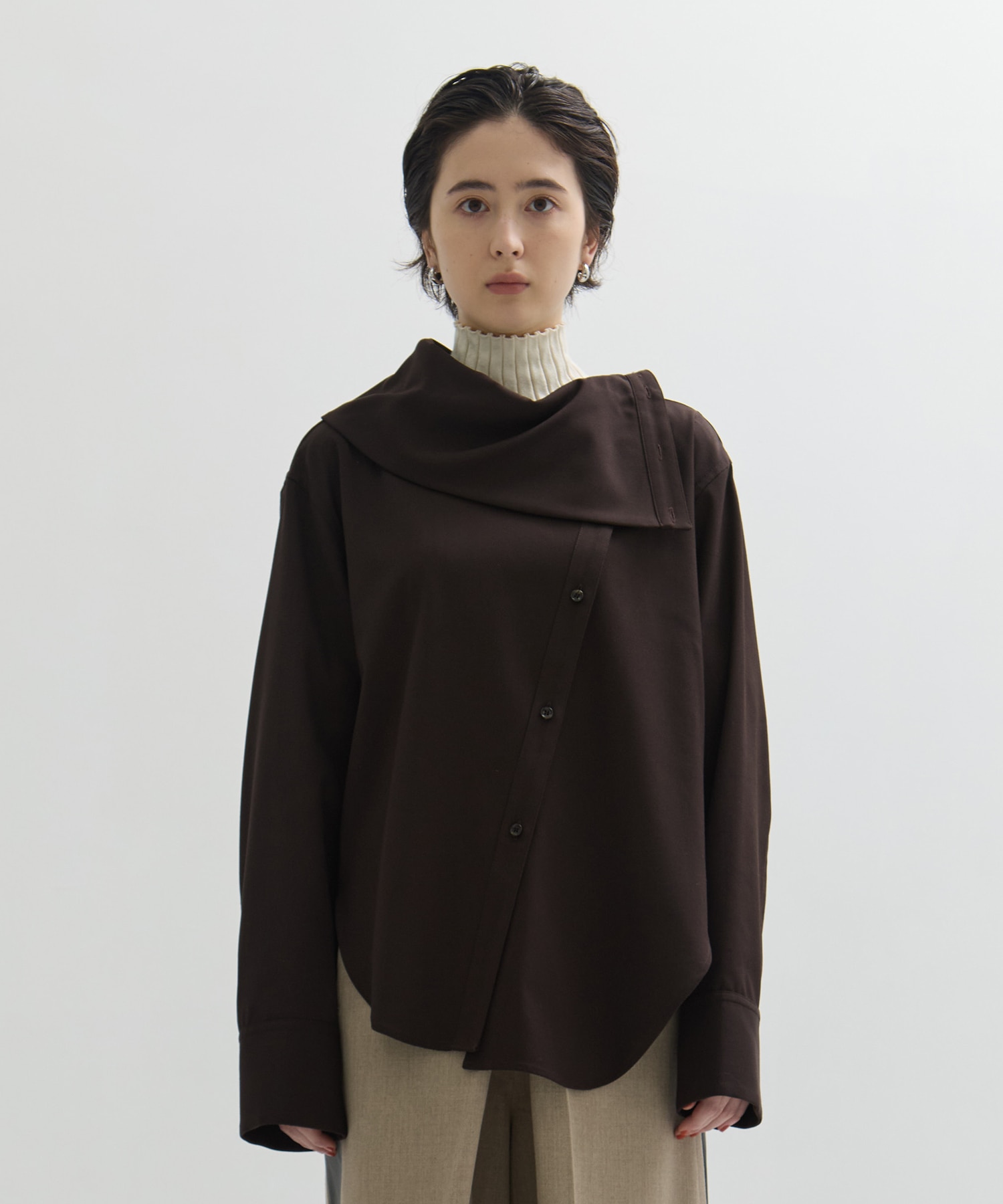 Viscose Wool Big Collar Shirt STUDIOUS